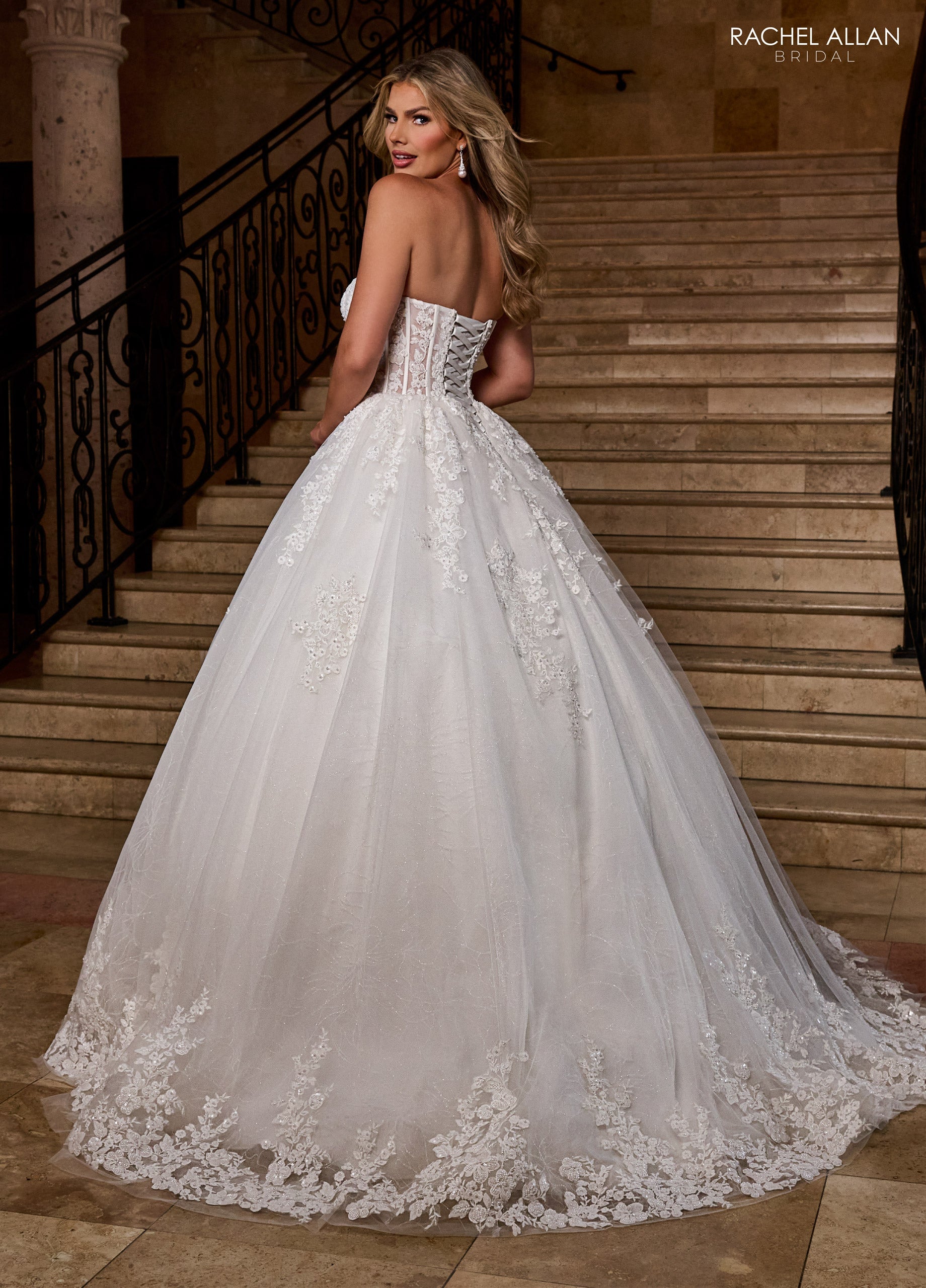 Mary's Bridal Ball Gowns Collection Applique Strapless Bridal Gown by Rachel Allan RB6166 - view 2