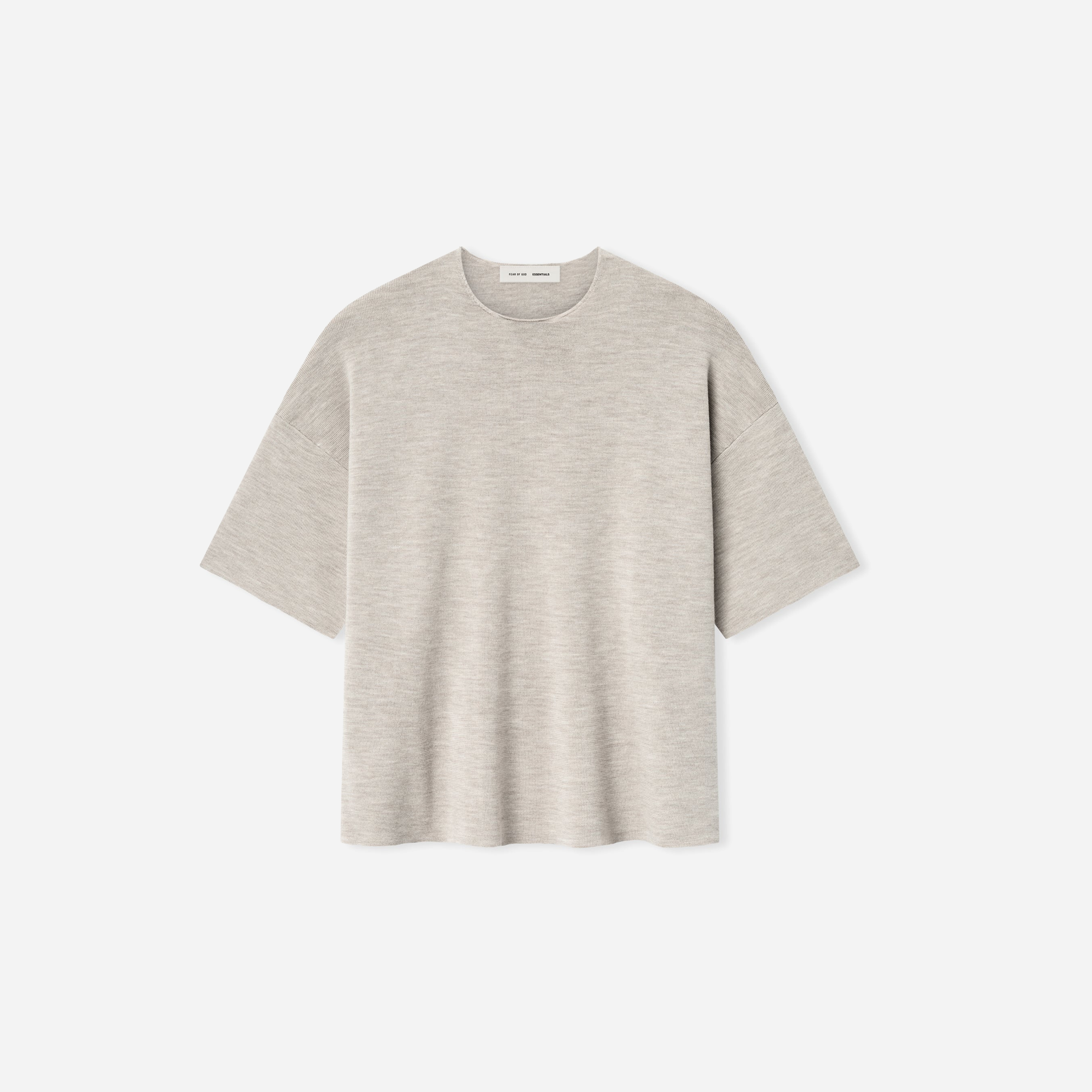 Fear Of God Essentials SS25 Merino Short Sleeve Sweater- Heather Stone