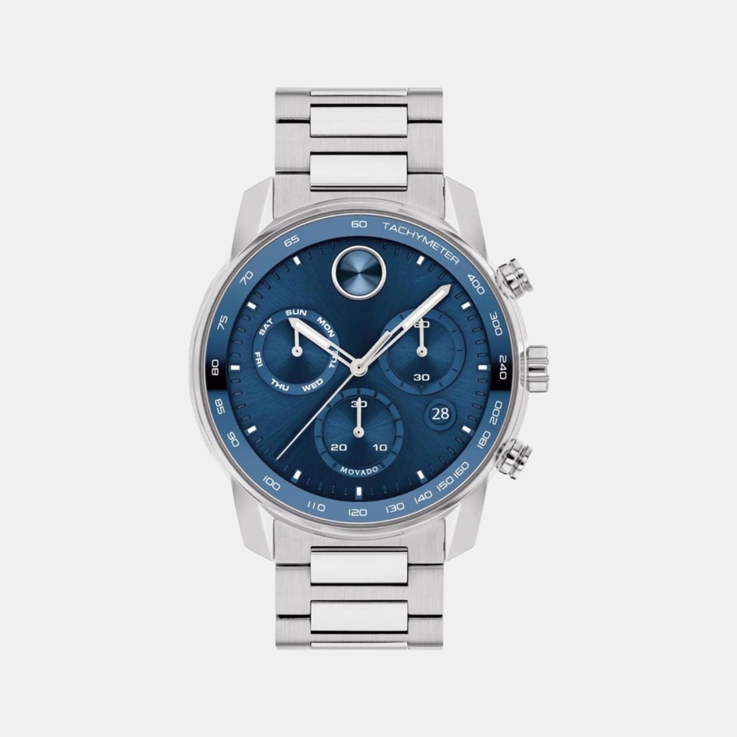 Movado Bold Men Quartz Blue Dial Chronograph Stainless Steel Watch 3600740