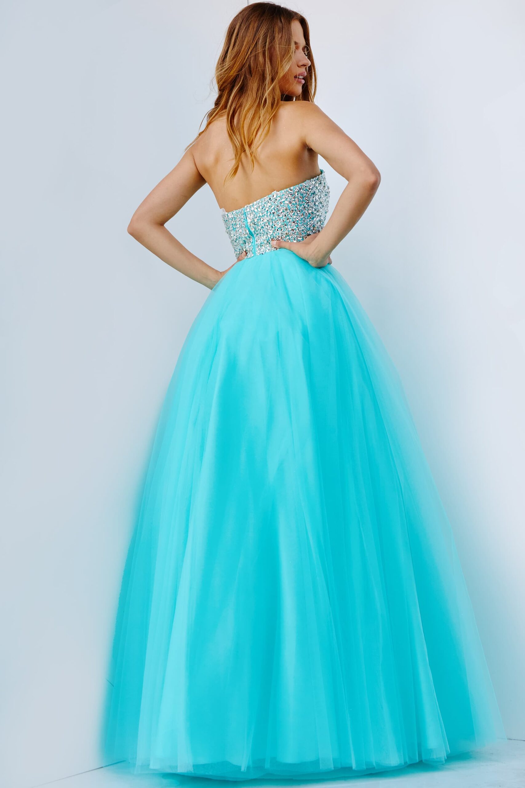 Beaded Strapless A-line Gown by Jovani 52131 - view 2