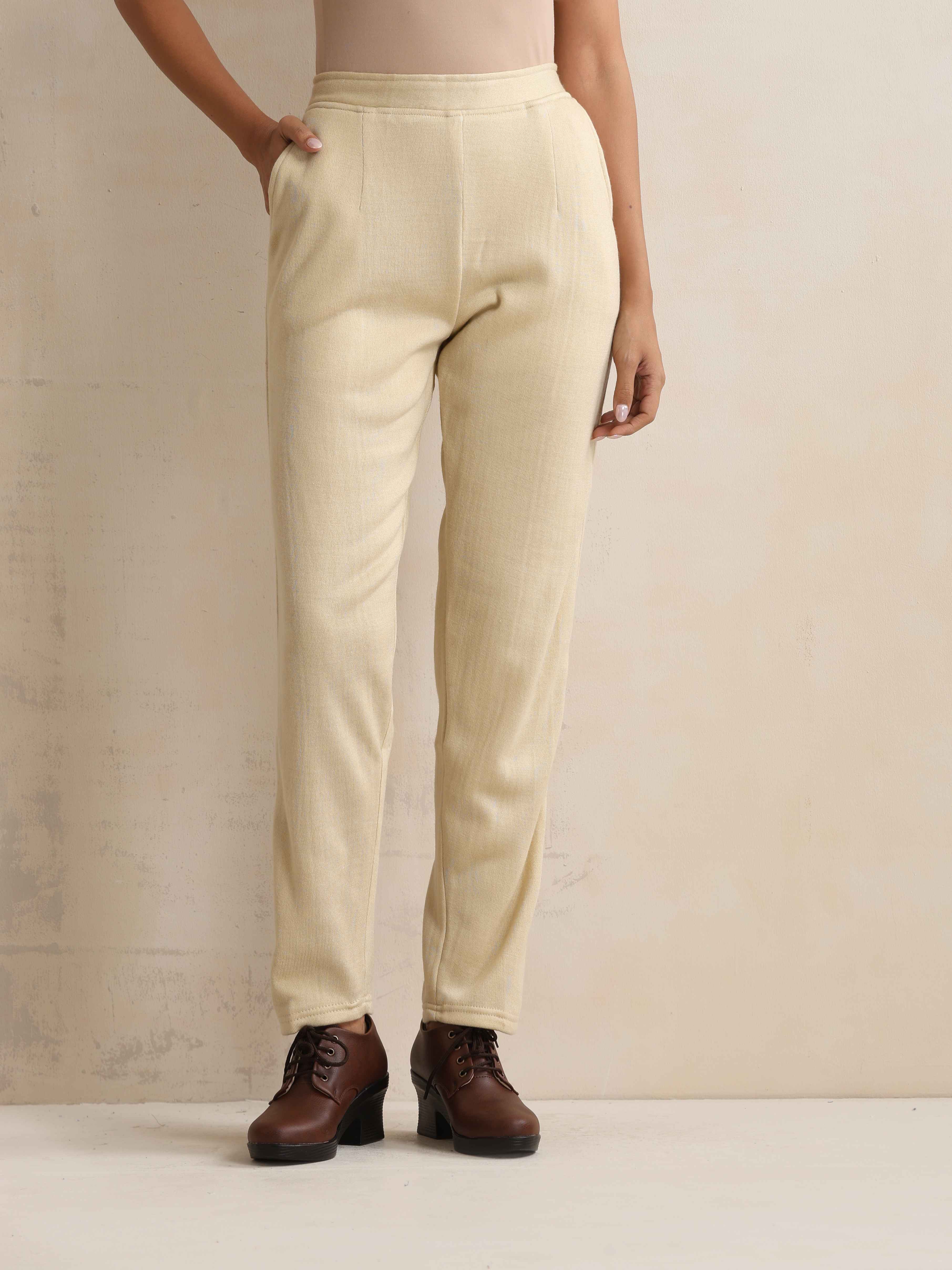 trueBrowns Beige Woollen Pants - view 2