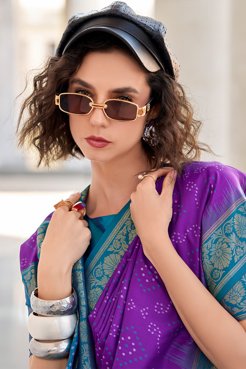 Rajpath Gleaming Purple Soft Banarasi Silk Saree With Dulcet Blouse Piece - view 4