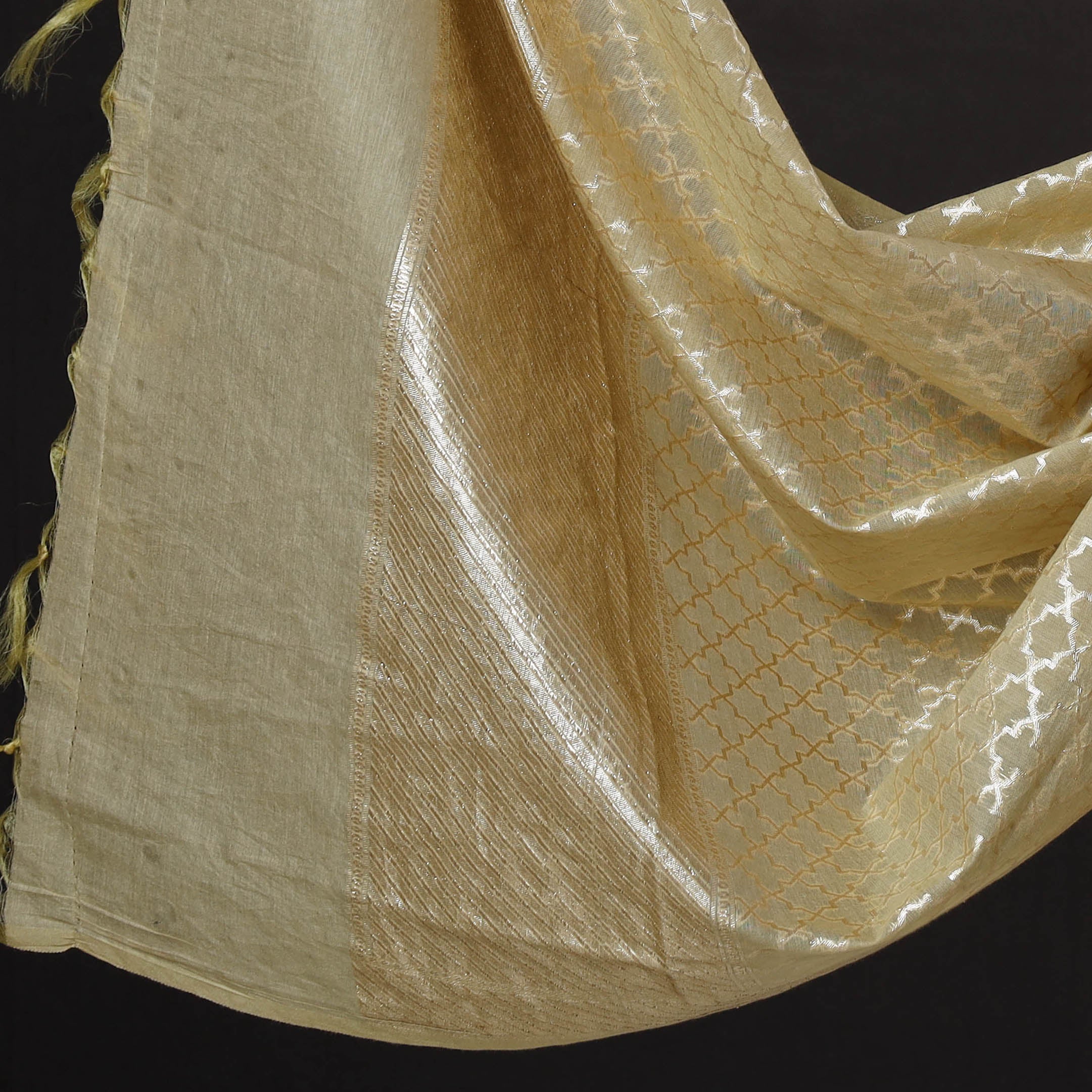 BANARASI BY MAQBUL HASAN Beige - 2pc Cotton x Viscose Zari Banarasi Dress Material - view 4