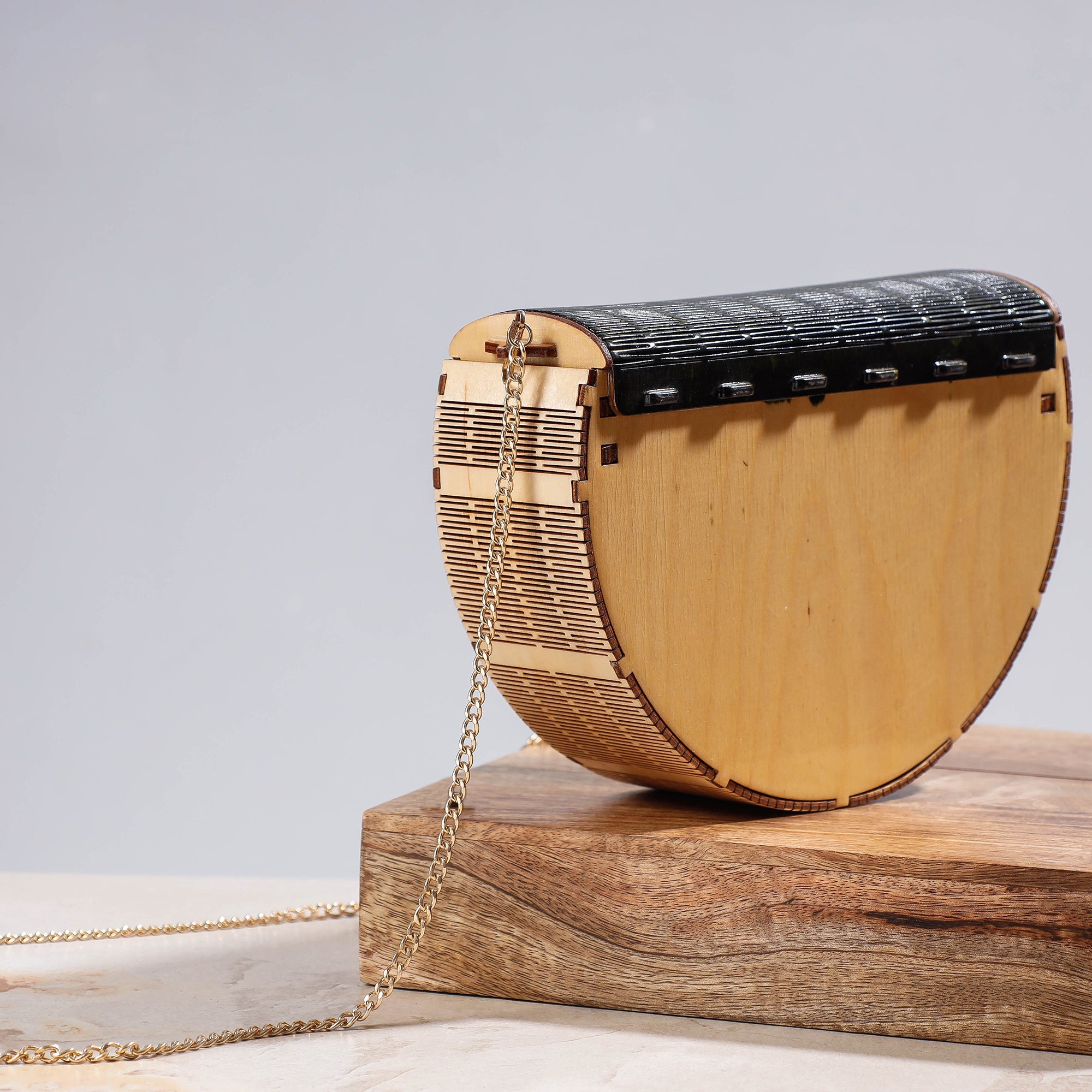 NABARD - ARTISAN CONNECT Beige - Handcrafted Birch Wooden Sling Bag - view 2