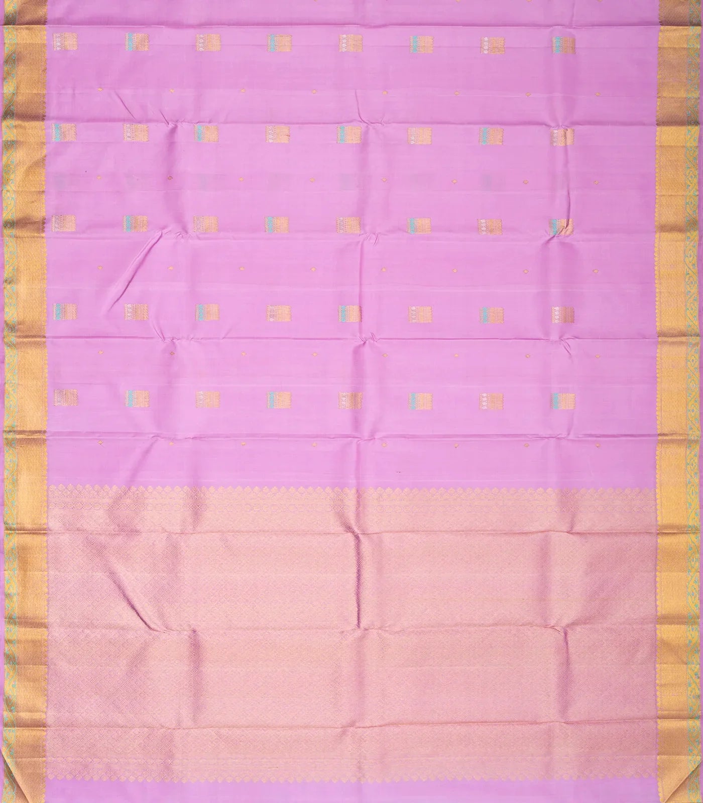 RmKV BubbleGum Pink Handloom Kanchipuram Silk Saree With Meena Buttas - view 2