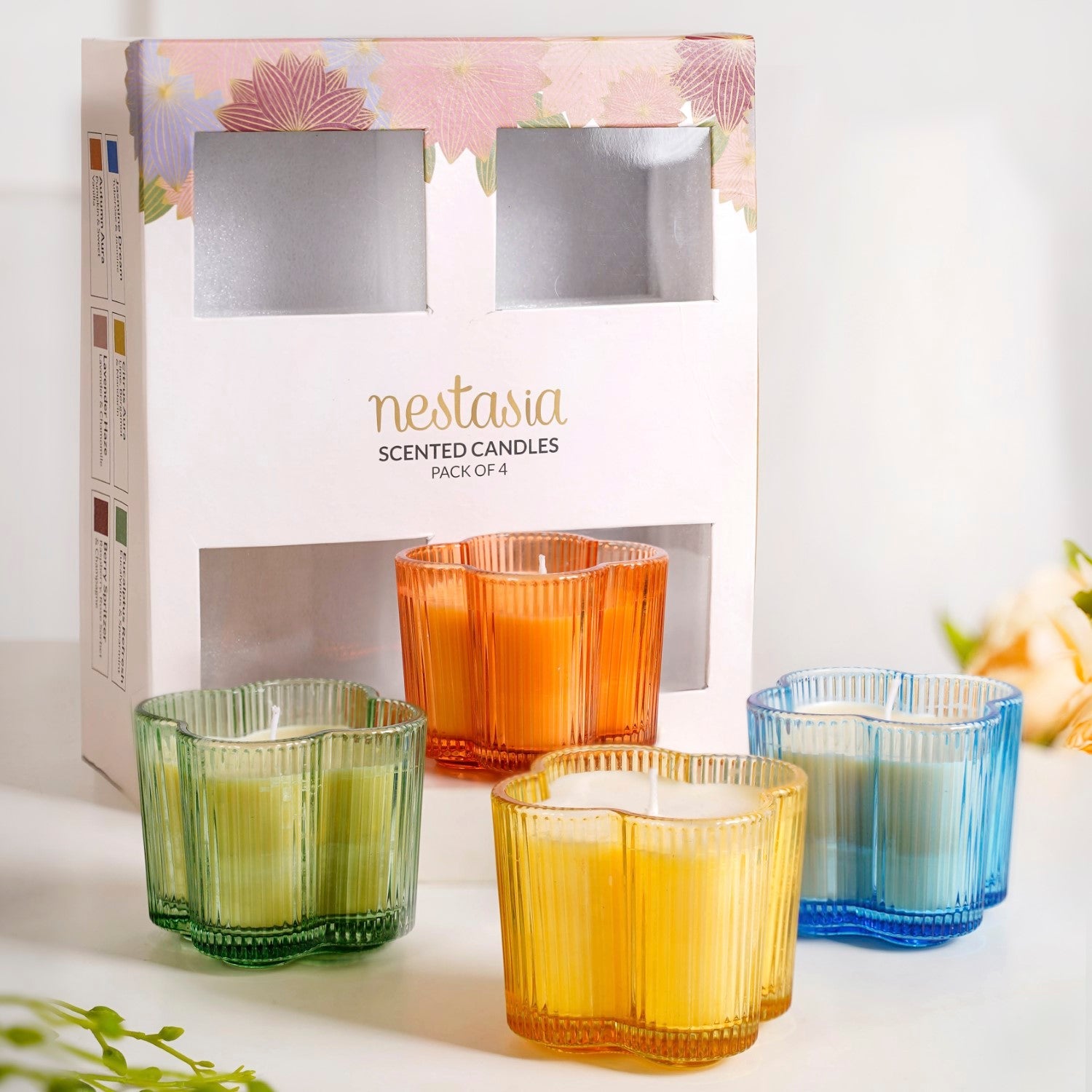 Nestasia Scented Oasis Fragrant Lucky Leaf Candle Set Of 4