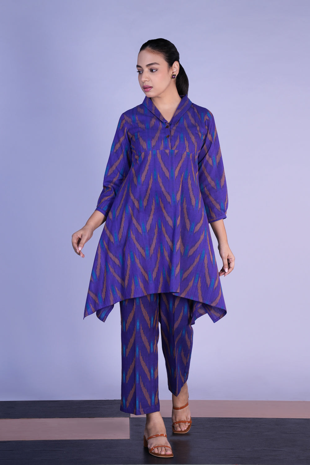 Kalanjali Ethnics Ikat Co-ord set – Iris Purple