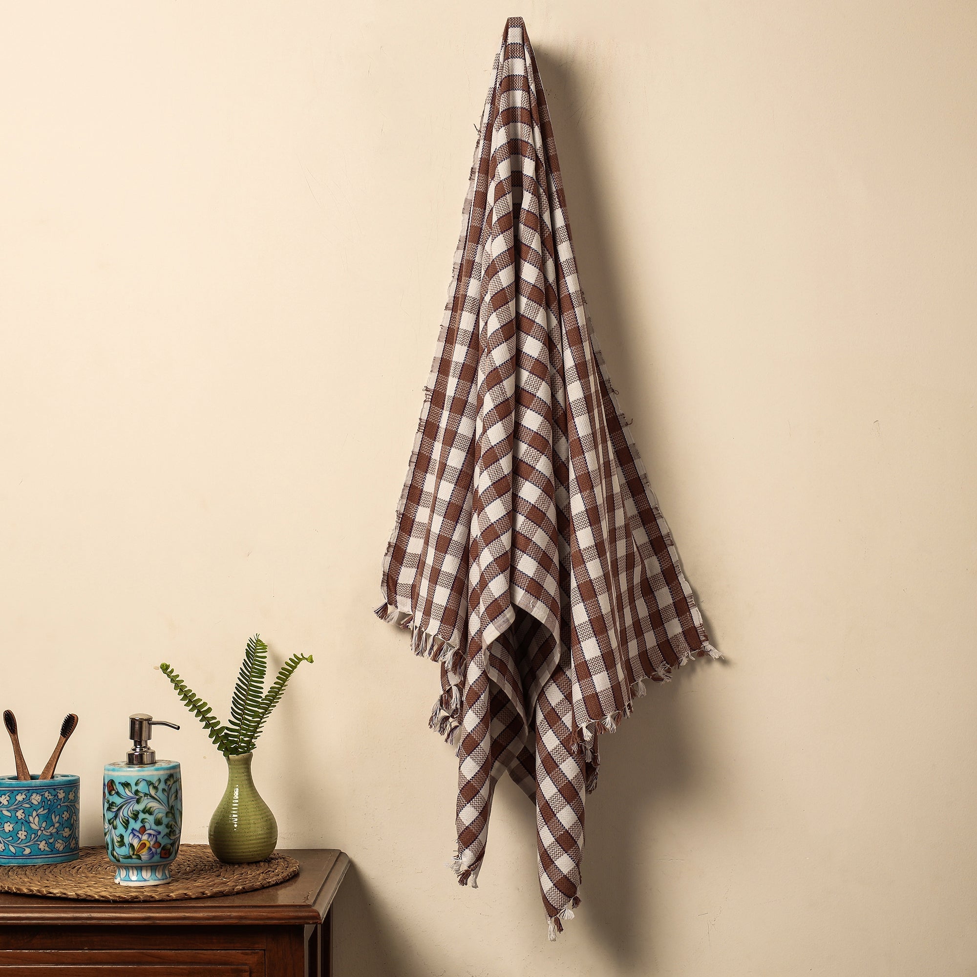 ITOKRI CRAFTS INITIATIVE Brown - Nidubrolu Handloom Cotton Bath Towel