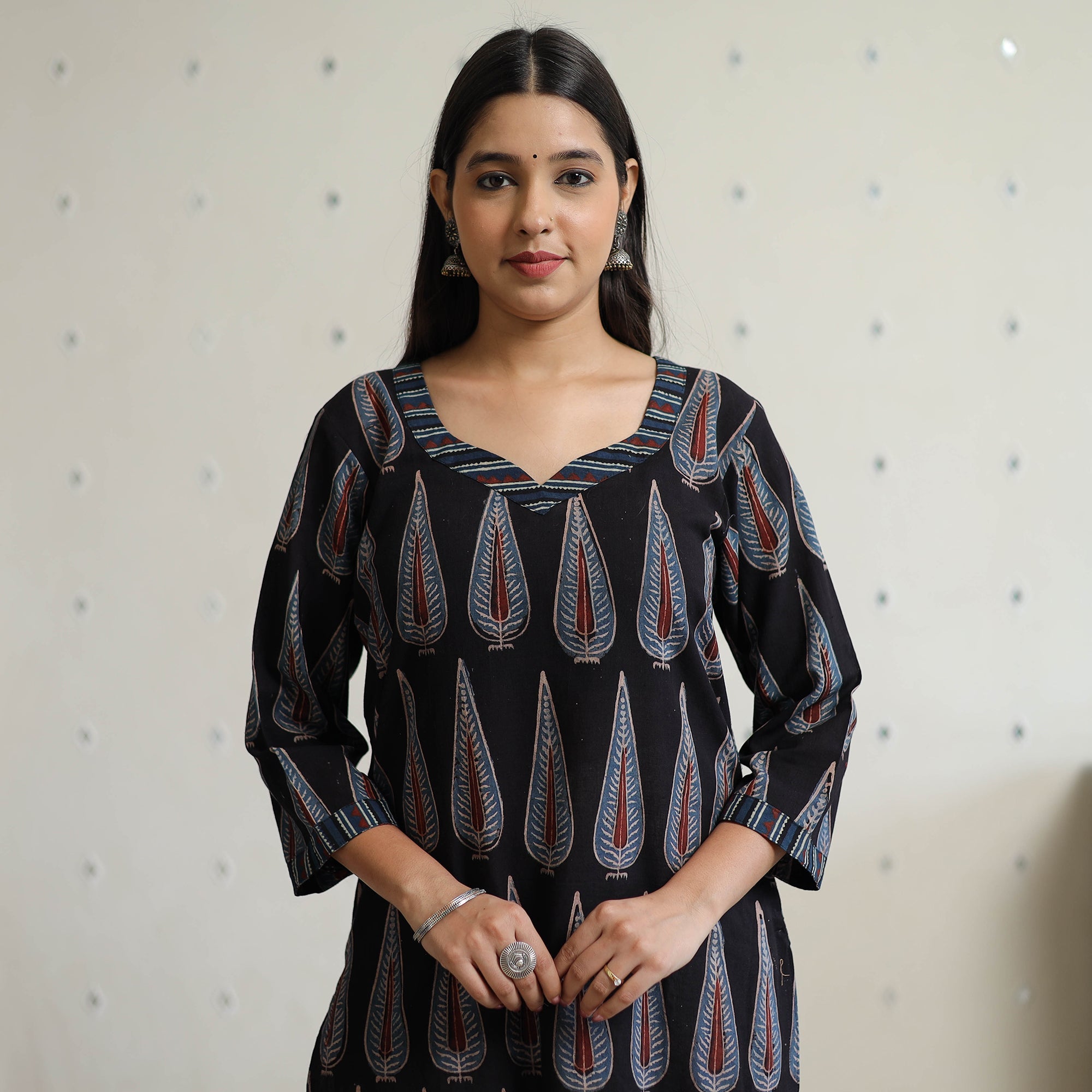 ITOKRI CASUALS Black - Ajrakh Block Printed Cotton Straight Kurta 13