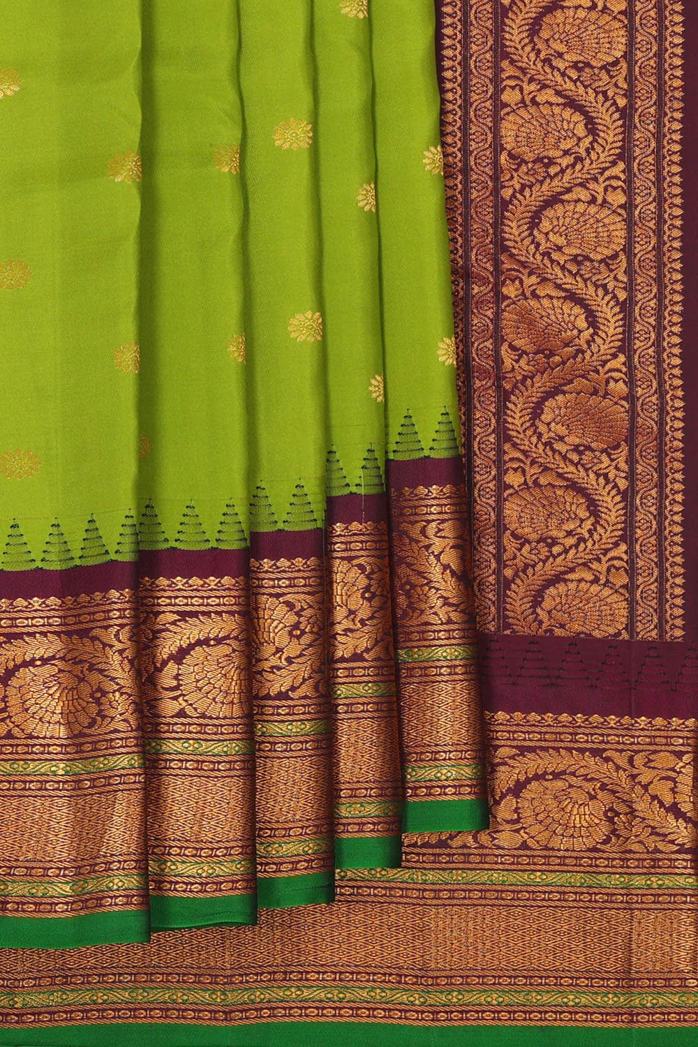 Kalanjali Gadwal Silk Parrot Green Saree – Women's
