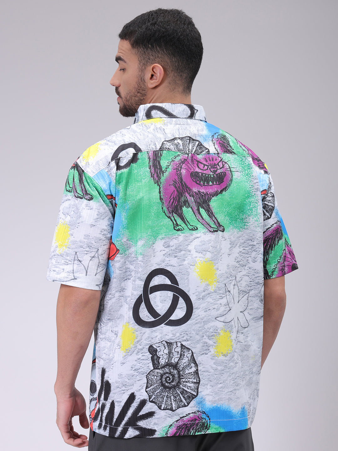 The Indian Garage Co Men's Grey Boxy Fit Character Shirt - view 5