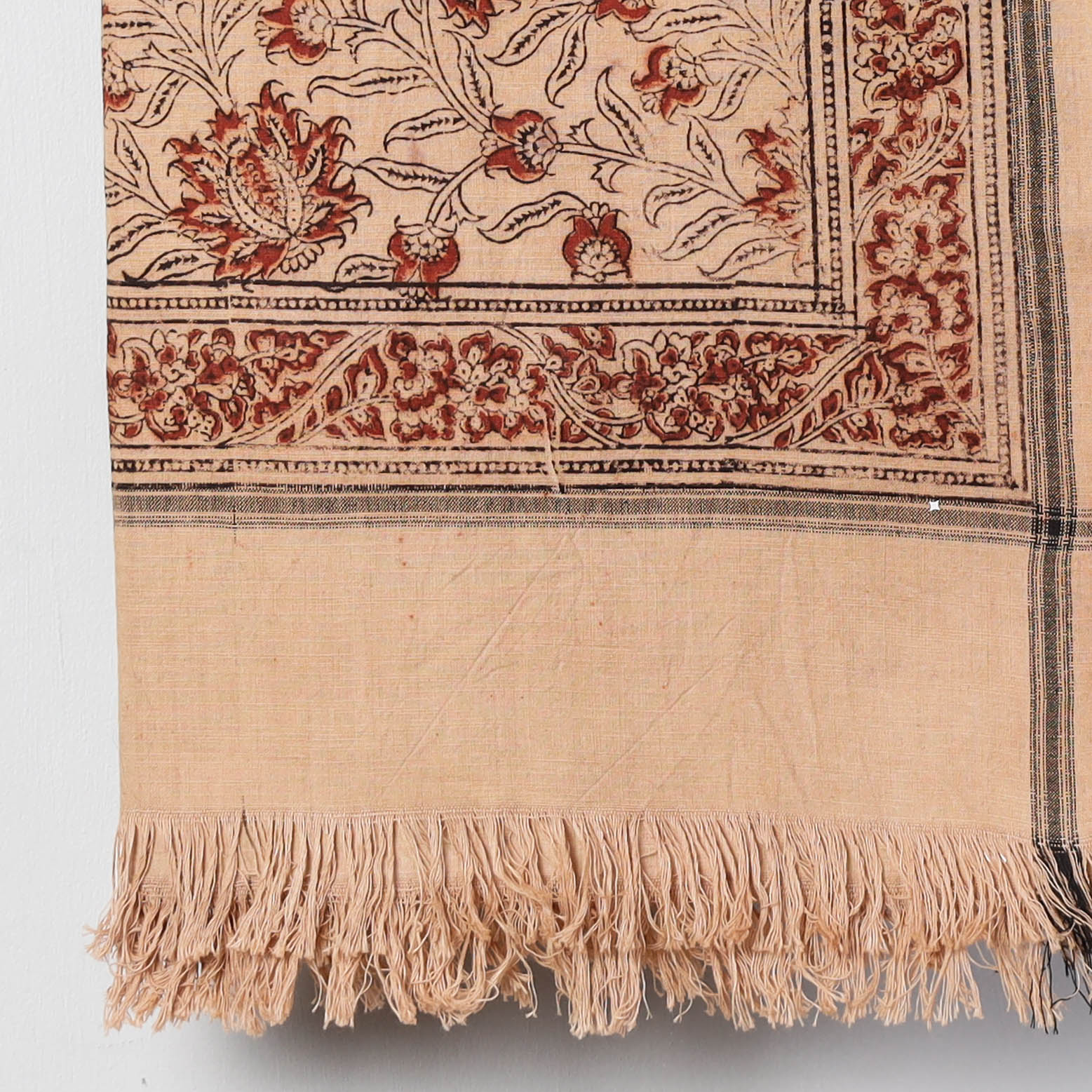 PITCHUKA SRINIVAS KALAMKARI PEDANA Beige - Pedana Kalamkari Block Printed Handloom Cotton Towel - view 5
