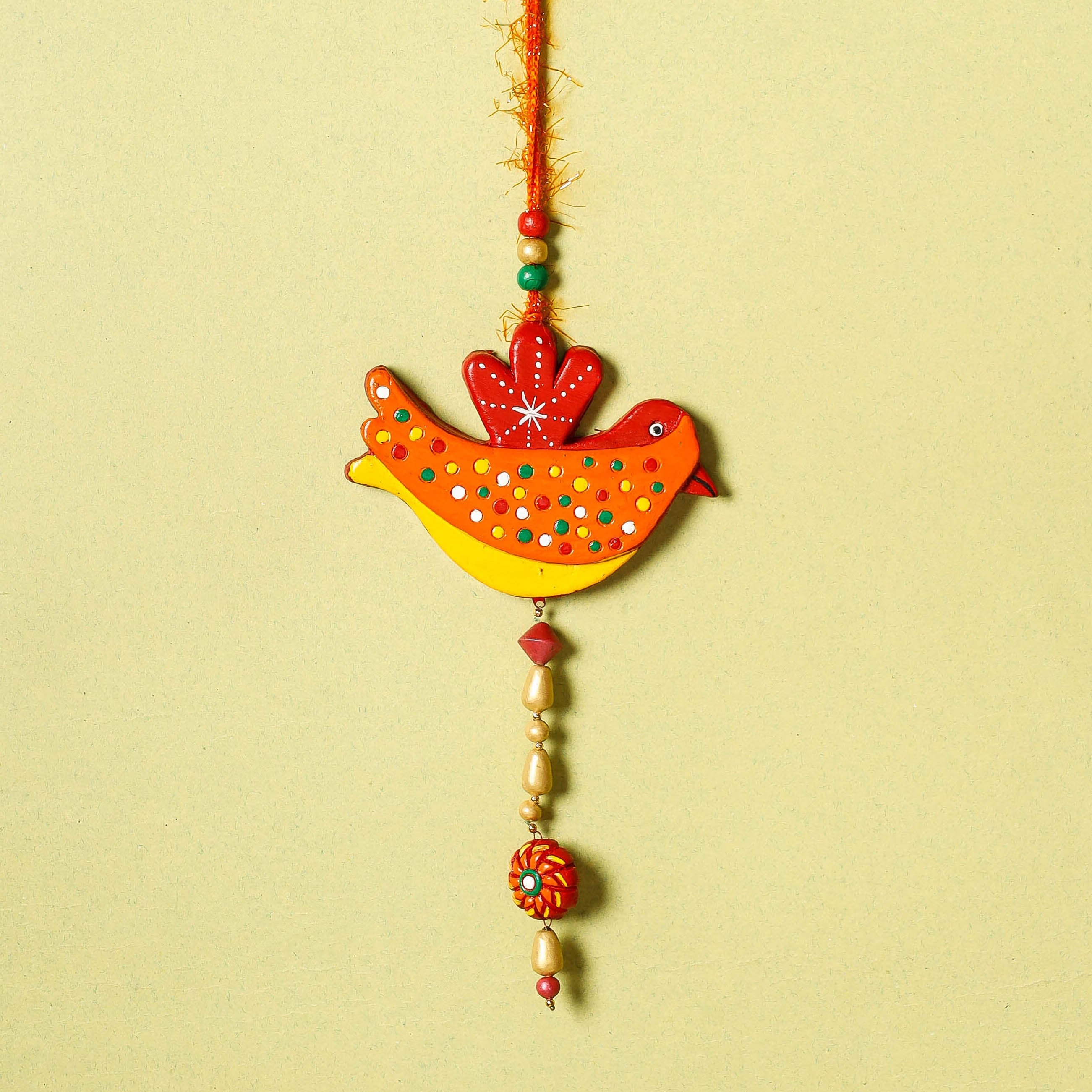 KHUSHBASH - HAPPY LOOM OF EAST Bird - Bishnupur Handpainted Terracotta Wall Hanging - view 2