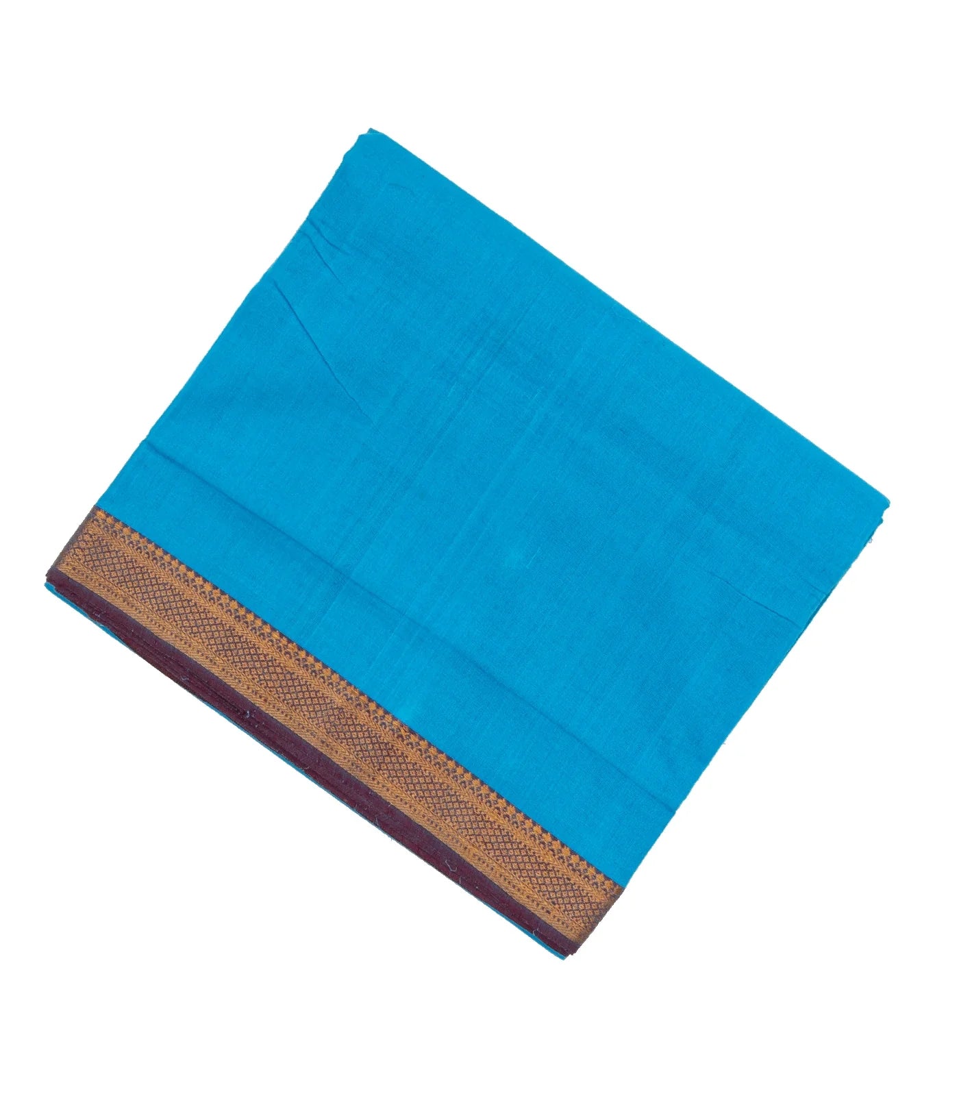 RmKV Sky Blue Handloom Plain Mangalagiri Cotton Saree With Zari Border