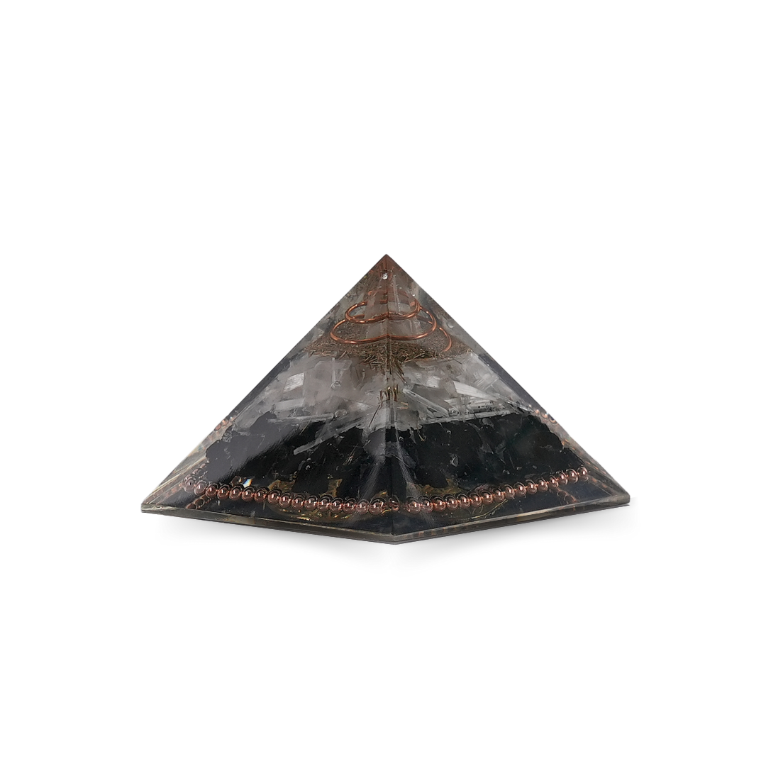 Gemsmantra Black Tourmaline & Selenite Orgonite Pyramid/Orgone Pyramid - view 5