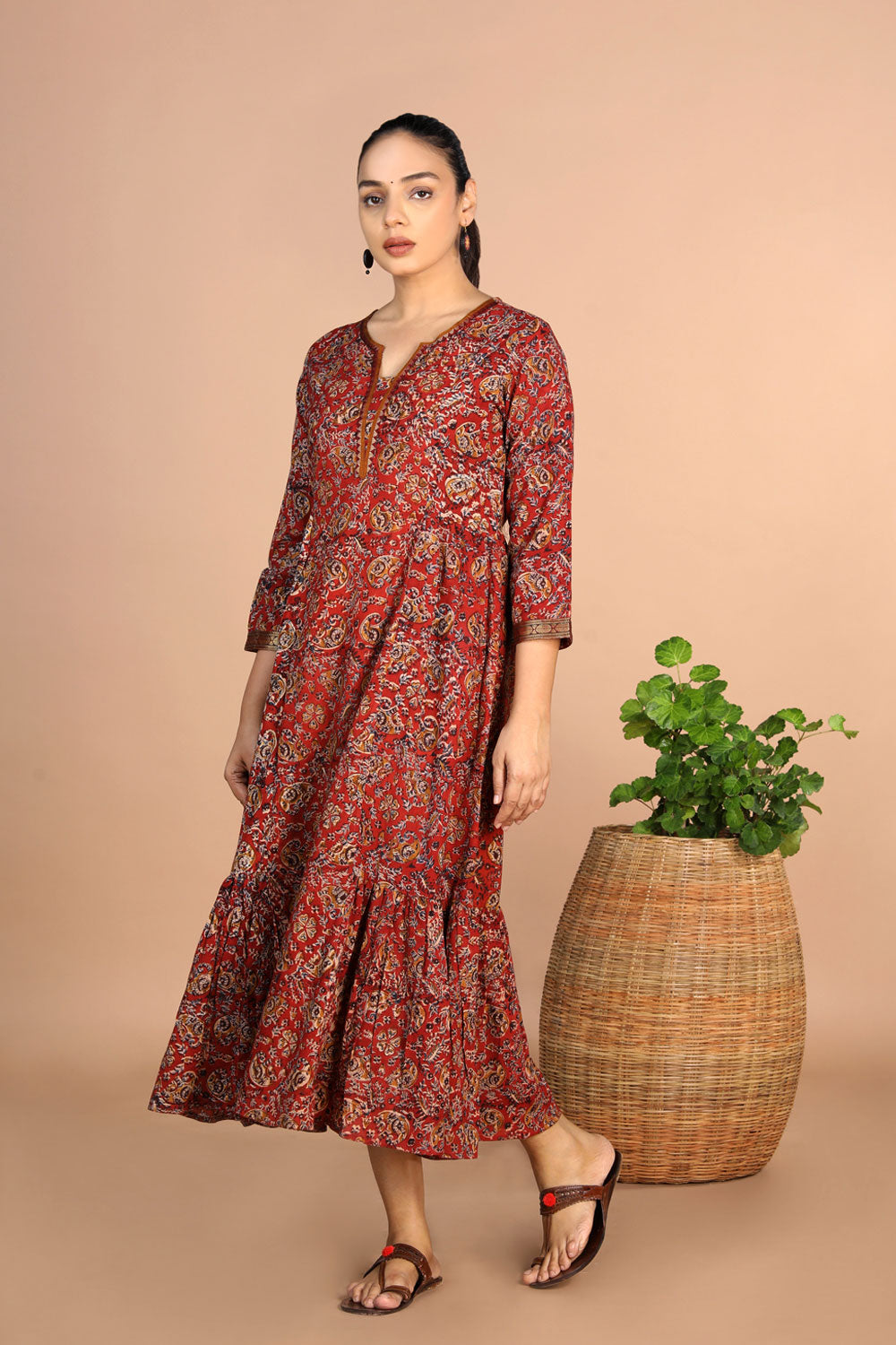 Kalanjali Ethnics Kalamkari Handblock printed Dress - view 2