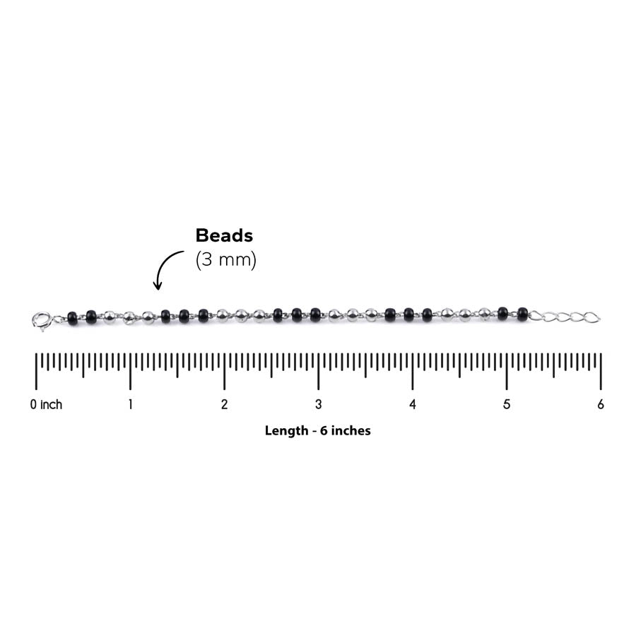 Prinjal Jewellers Real Black and Silver Beads Nazariya for Kids - view 4