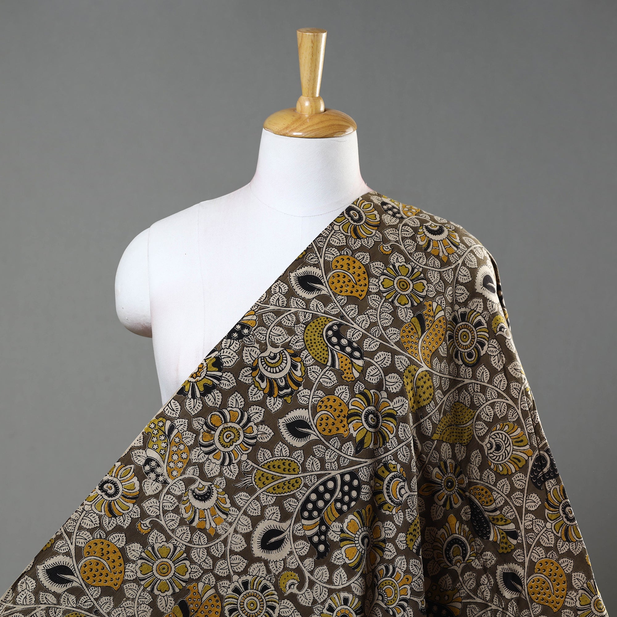 SOUTH KARGHA Brown - Natural Dyed Block Print Kalamkari Cotton Fabric 01 - view 2