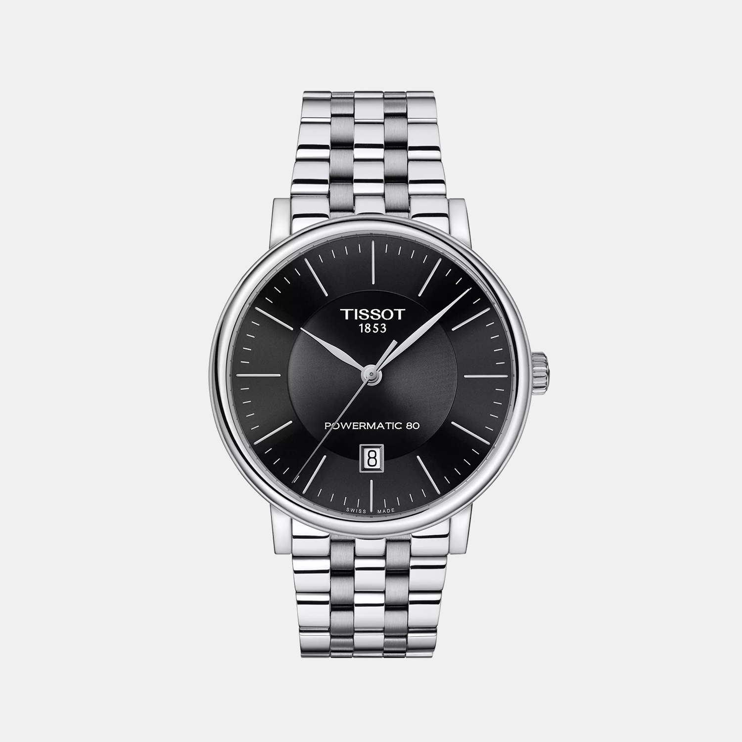 Tissot Carson Men Automatic Black Dial Analog Stainless Steel Watch T1224071105100