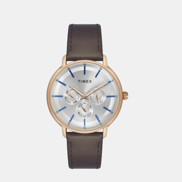 Timex Fashion Men Quartz White Dial Multi-Function Leather Watch TWEG22002