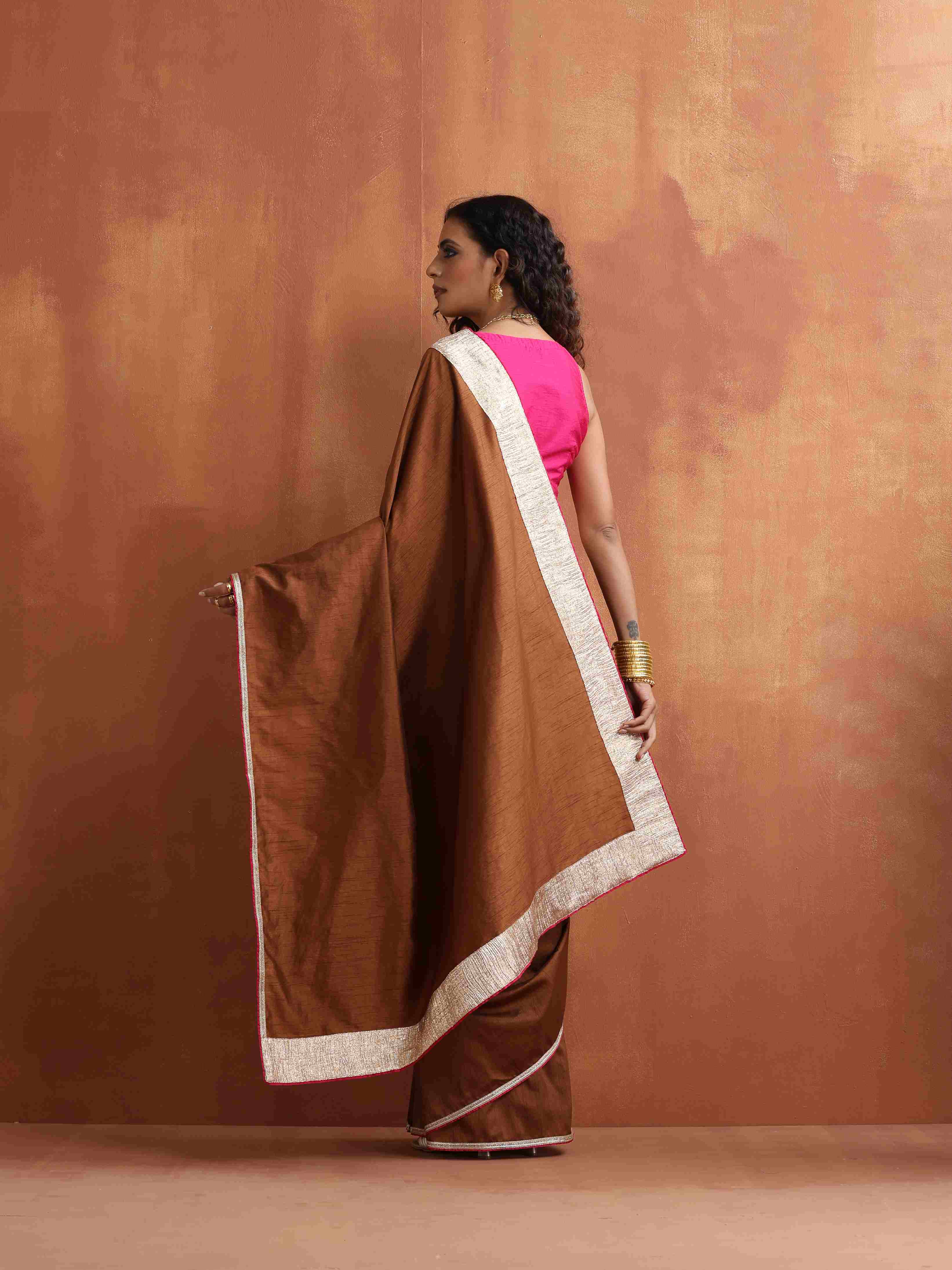 trueBrowns Brown Silk Ready To Wear Saree – Women's - view 7