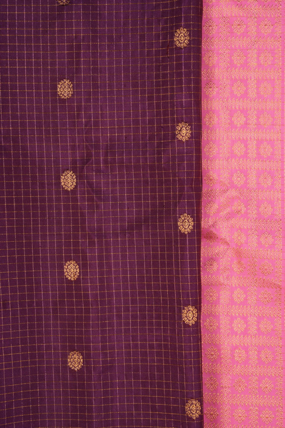 Kalanjali Gadwal Silk Kattam Purple Saree – Women's - view 2