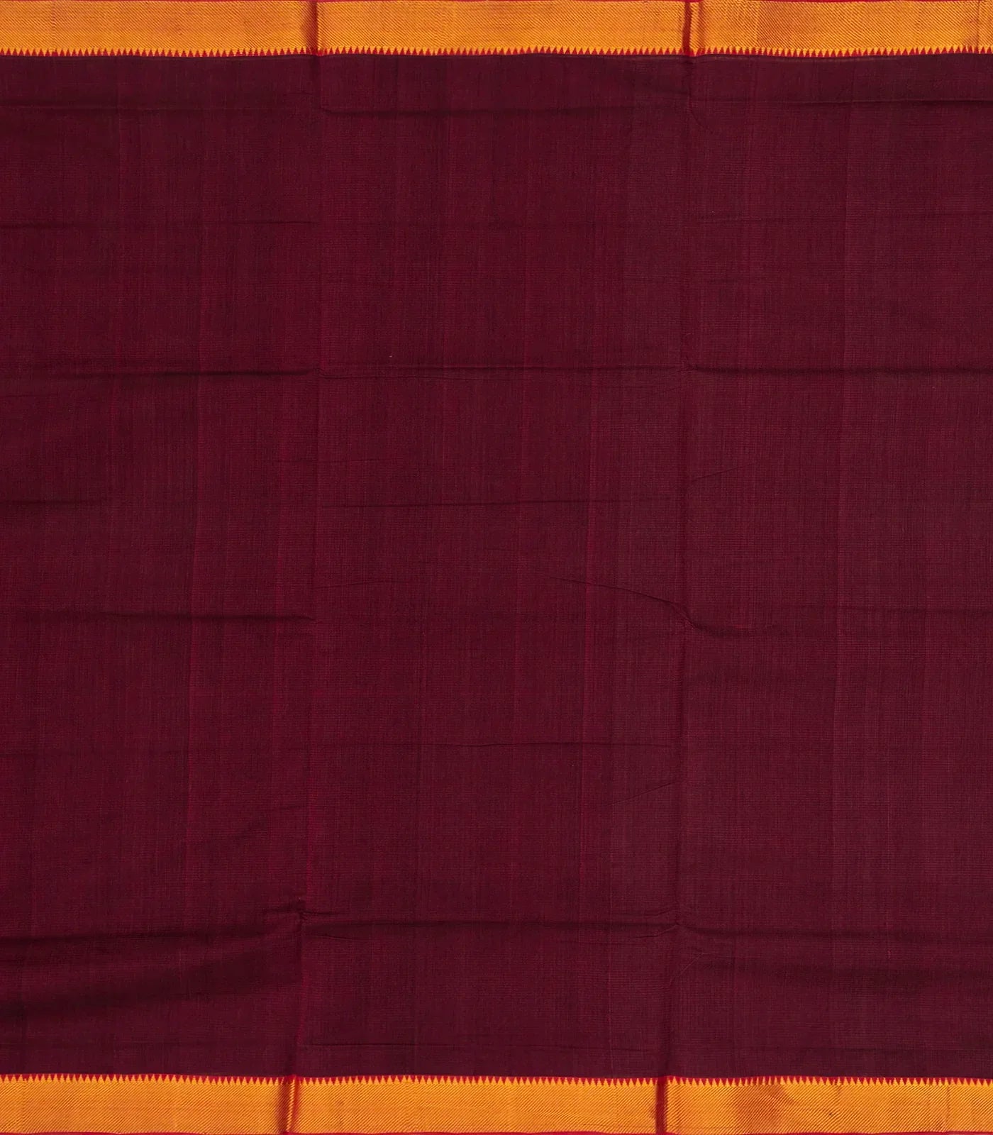 RmKV Burgundy Mangalagiri Cotton Saree With Contrast Zari Border - view 4