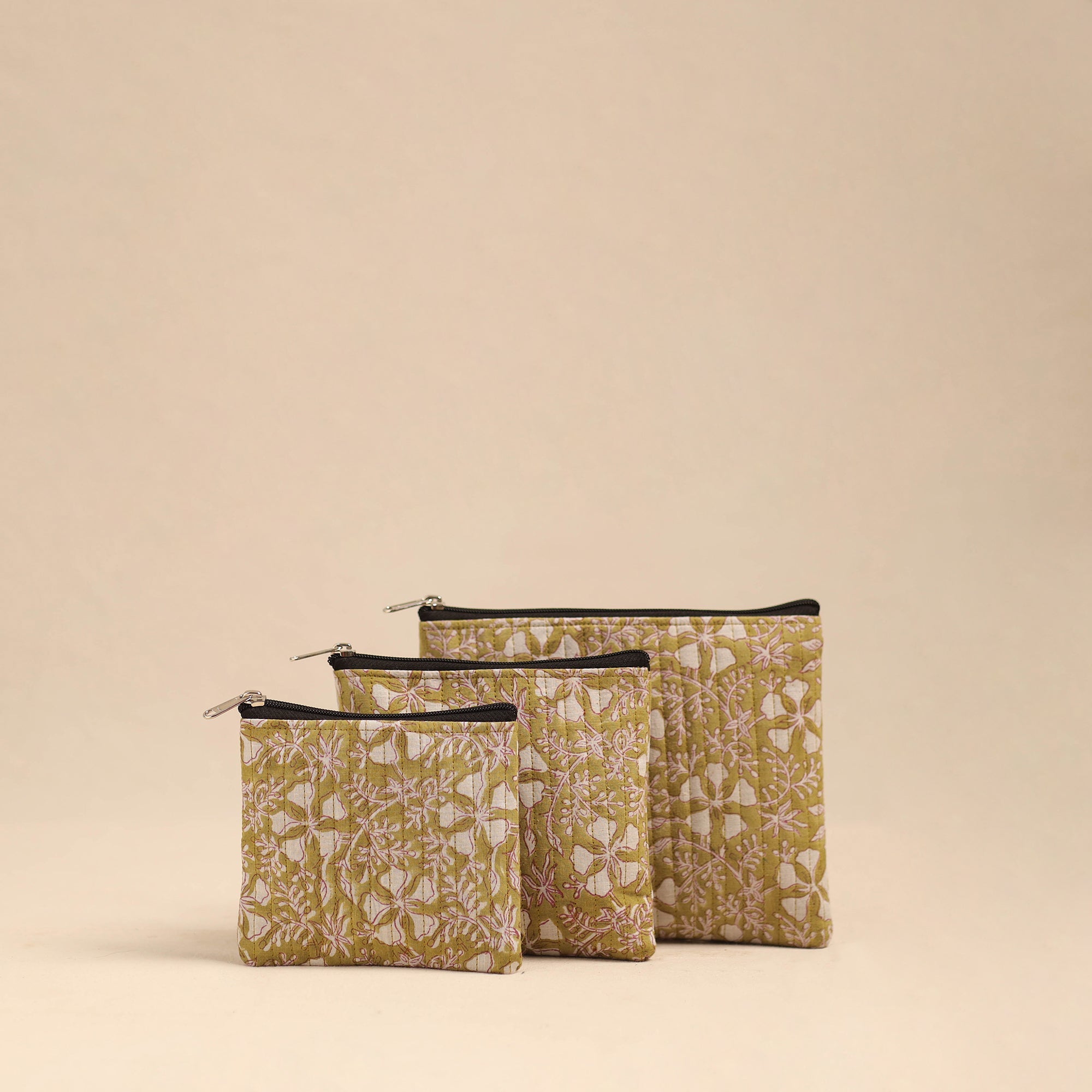 NOORI BAZAR Handmade Cotton Utility Pouches (Set of 3) 13