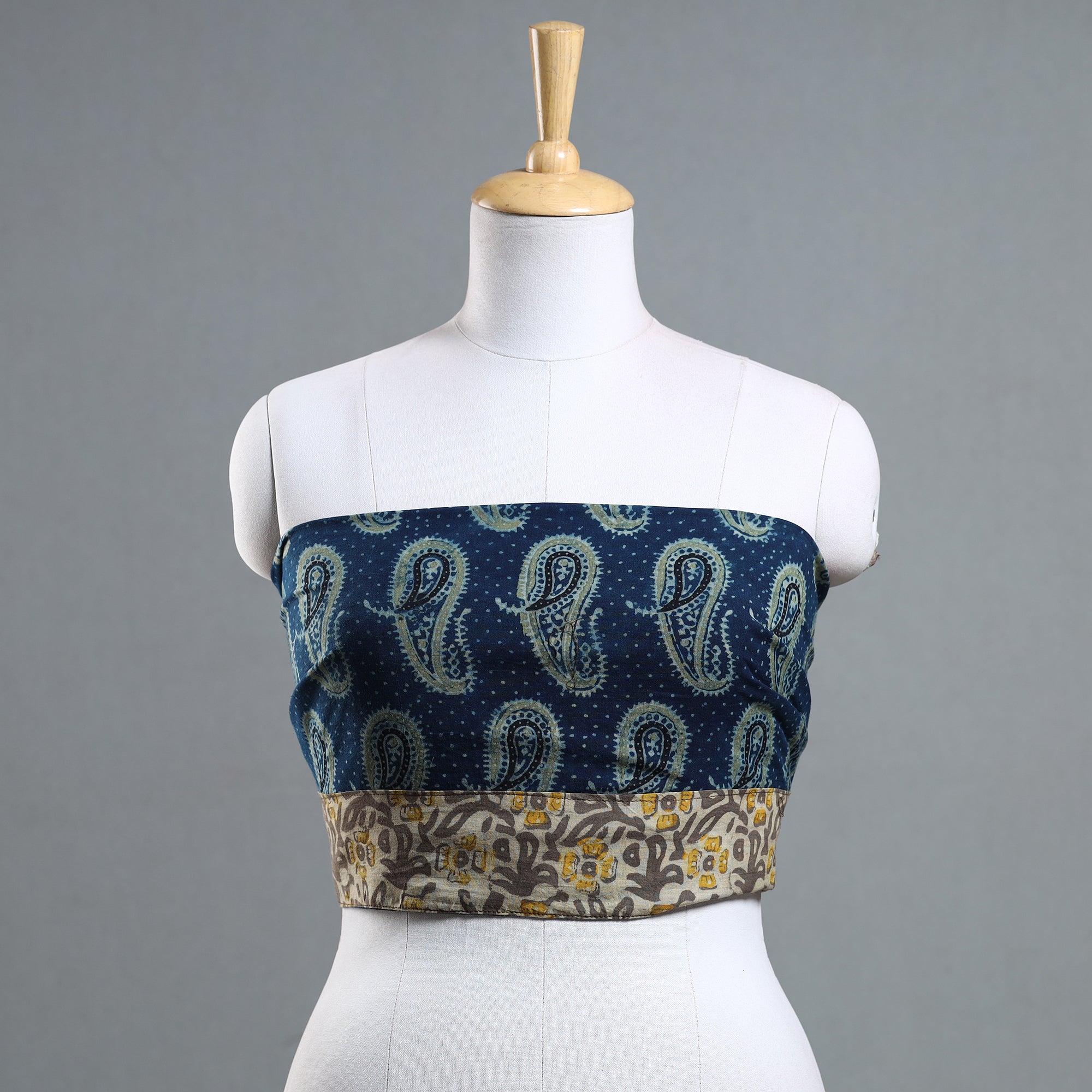 NOORI BAZAR Blue - Ajrakh Block Printed Cotton Blouse Piece