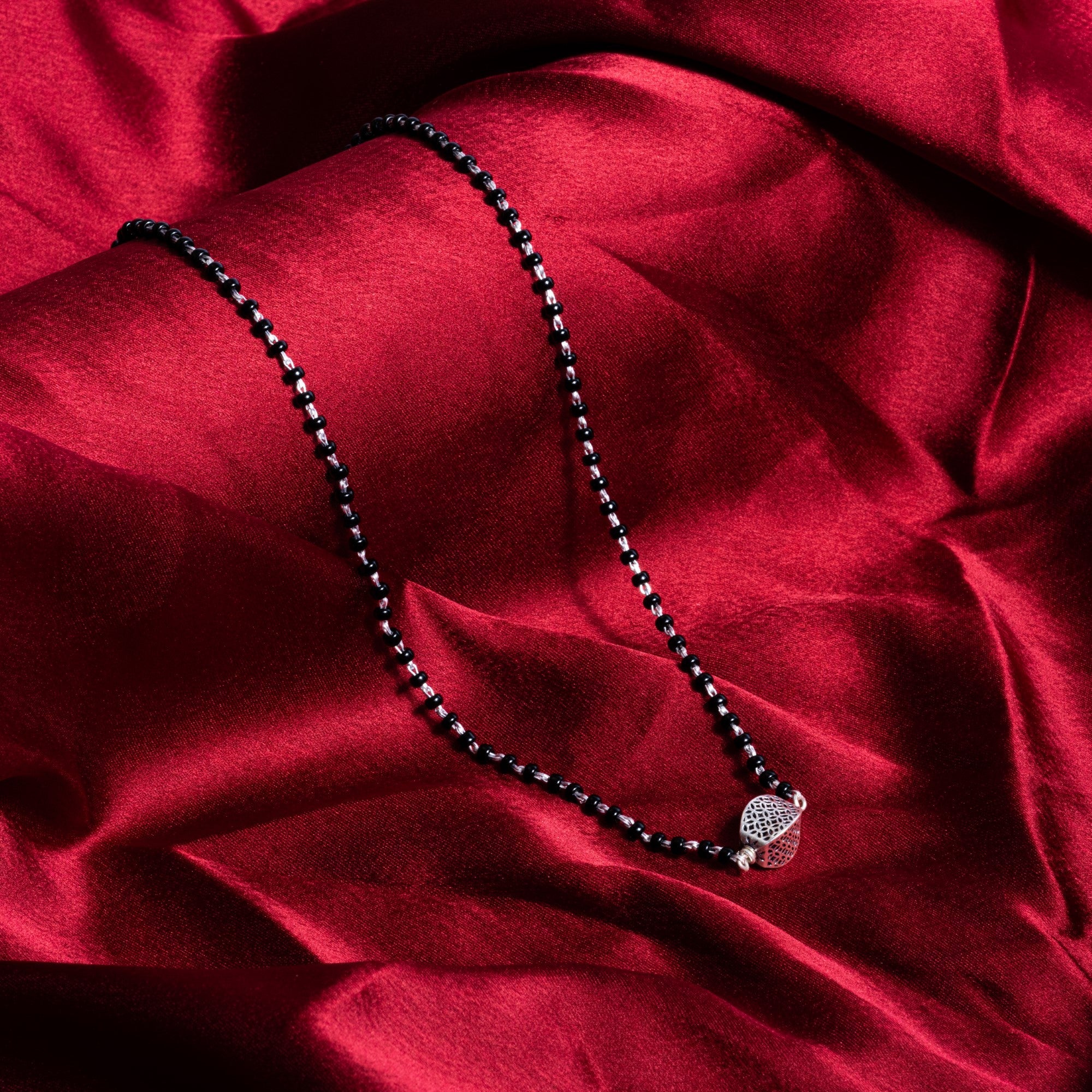 Prinjal Jewellers Silver Black Beads Mangalsutra