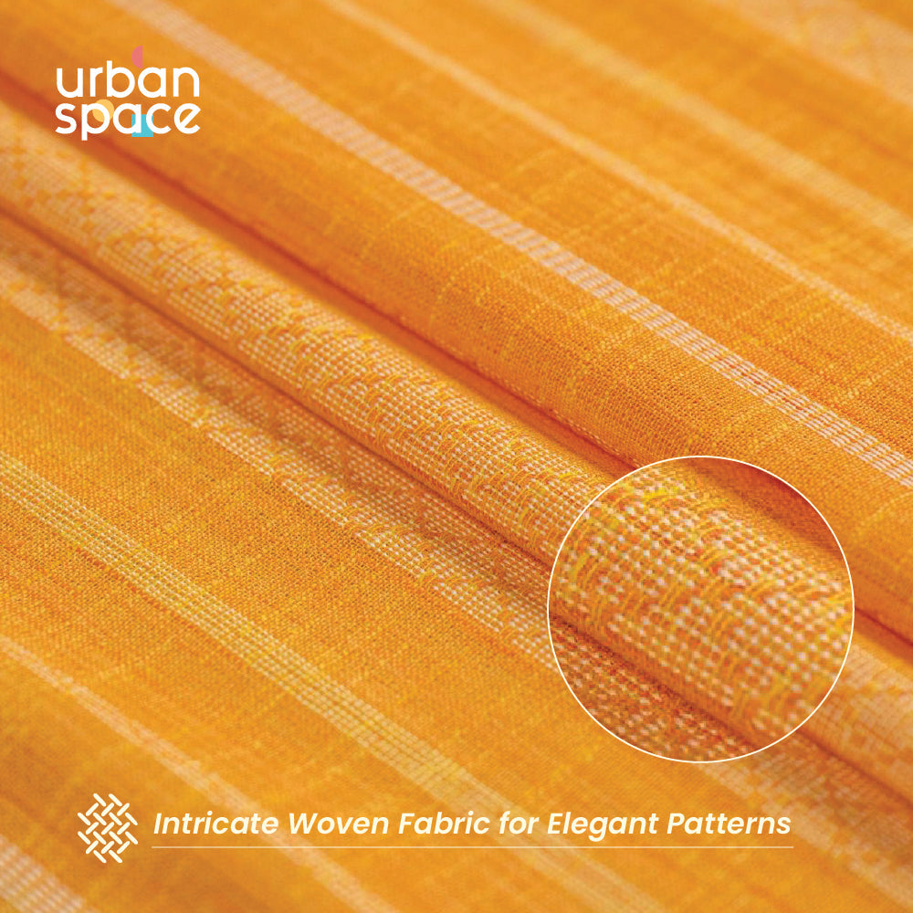 Urban Space -Home Furnishing Store Aari Collection Embriodered Sheer Curtains, 40-50% Light Filtering Curtains - Pack of 2 - Vertical Weaves Yellow - view 2