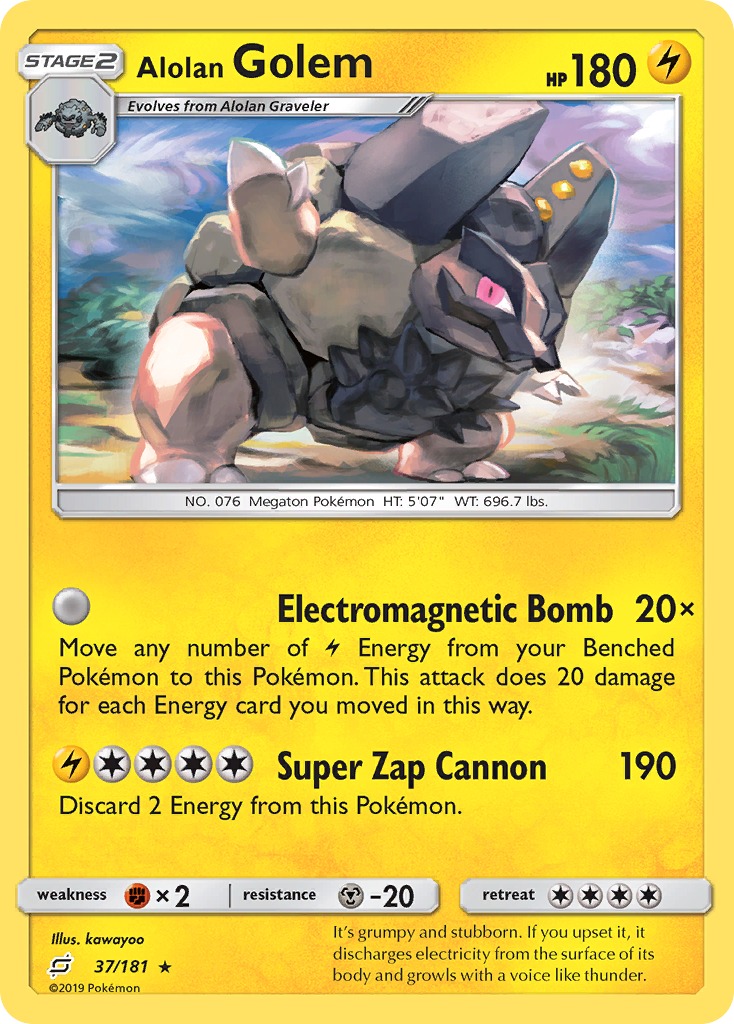Rare sm9-37 non-holo – Pokémon Alolan Golem - 37/181 - Rare [sm9-37] [Non-Holo] - Alolan Golem - 37/181 - Rare