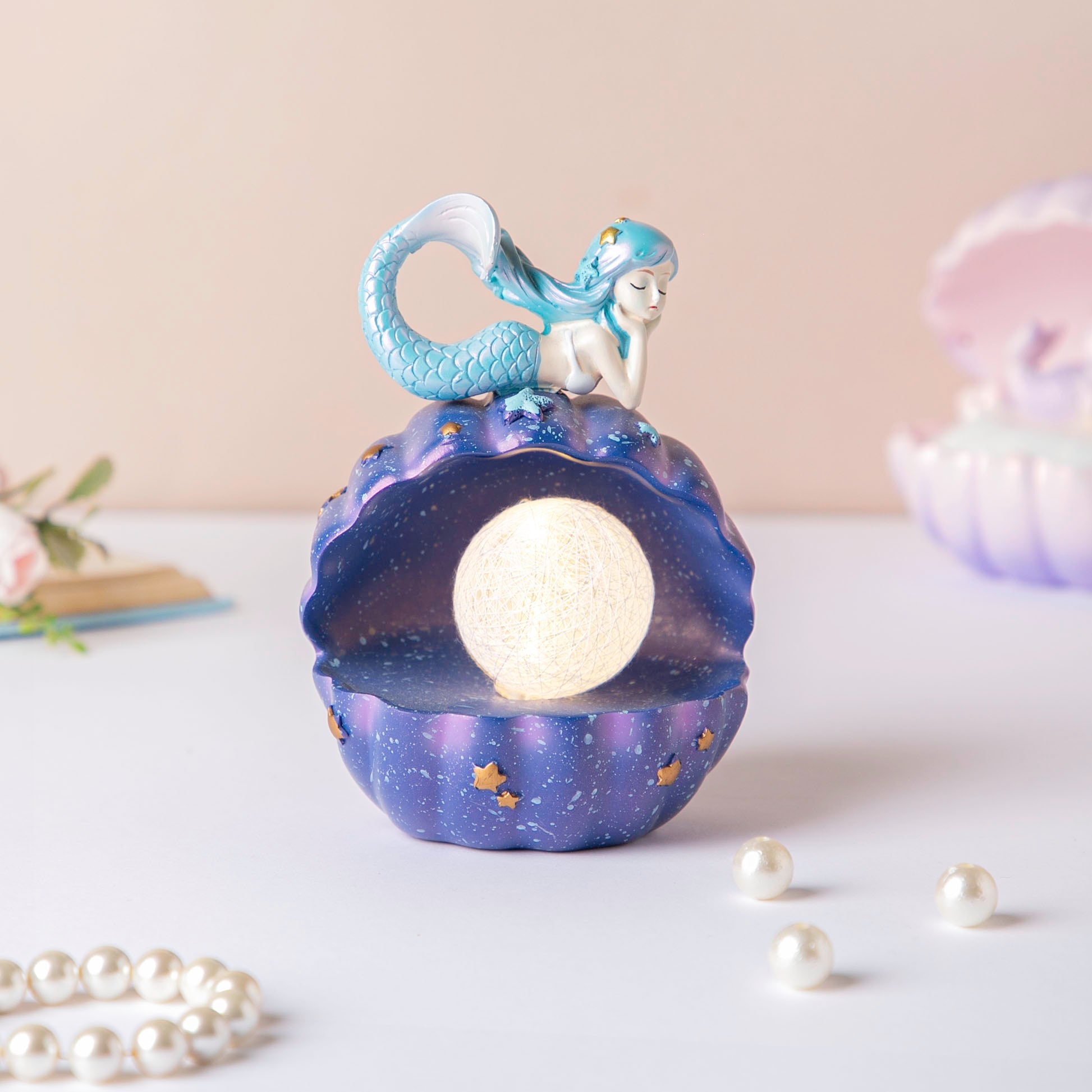 Nestasia Starry Shell Mermaid Decor With Dark Blue