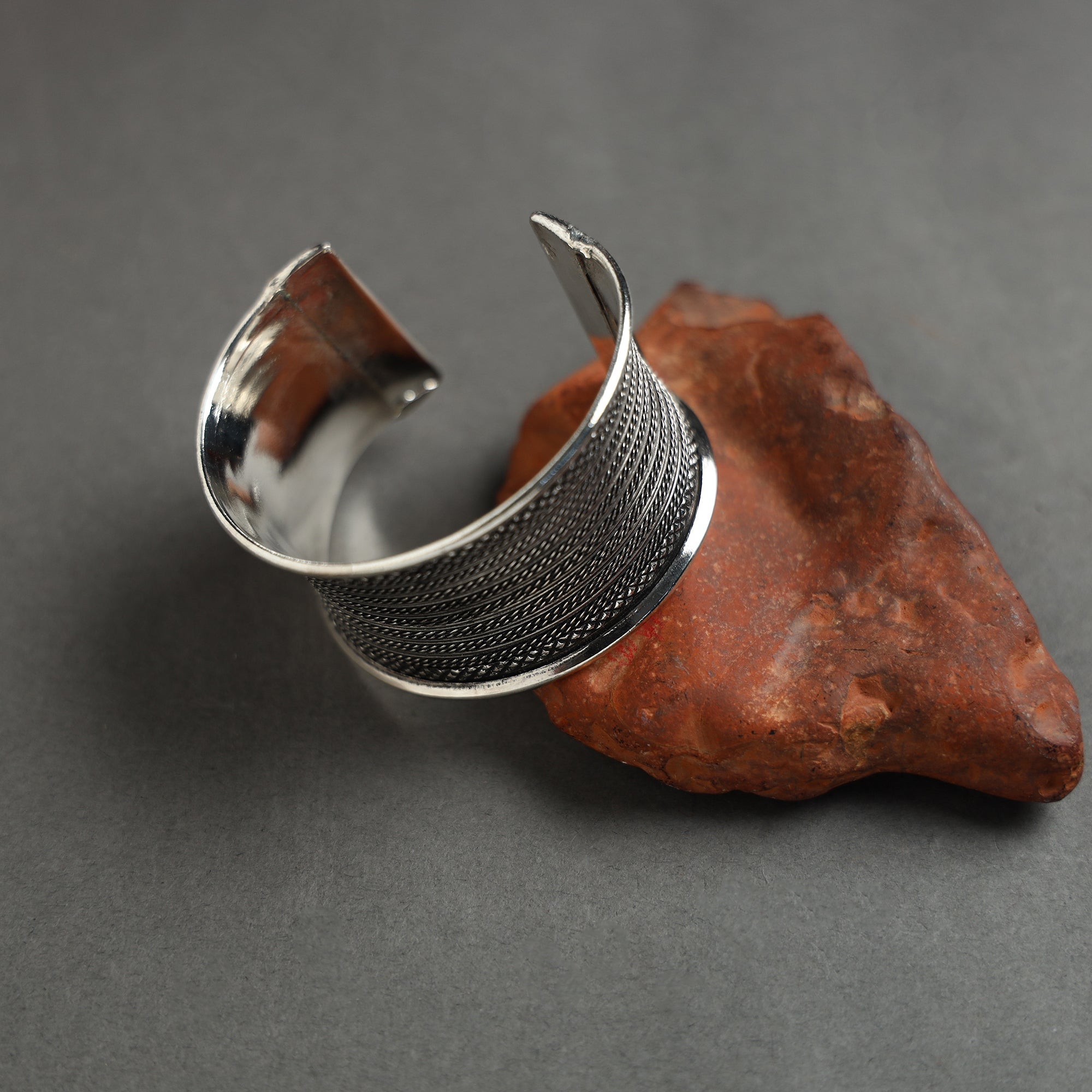 Bangle cuff bracelet – WHITE RIVER STORIES Antique Finish Oxidised White Metal Bangle / Cuff Bracelet 07