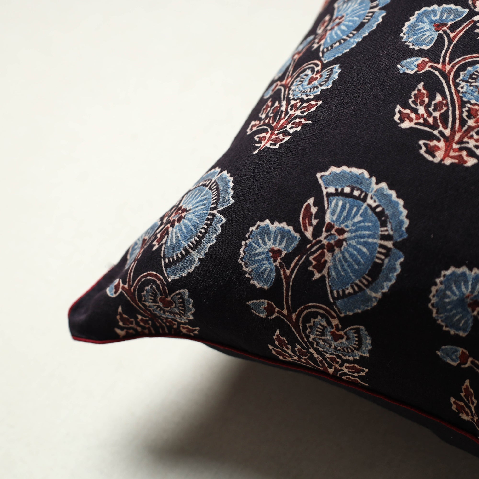 NOORI BAZAR Black - Block Printed Cotton Ajrakh Cushion Cover (16 x 16 in) 19 - view 2