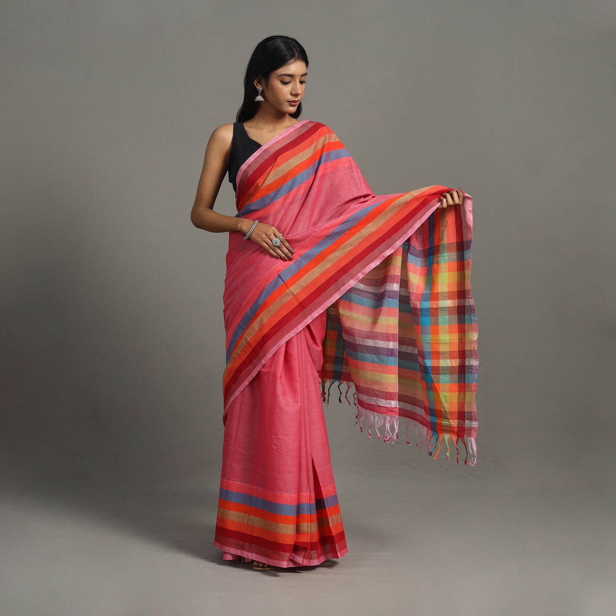CREYO Zari Stripes Cotton Handloom Saree 21 – Women's - view 2
