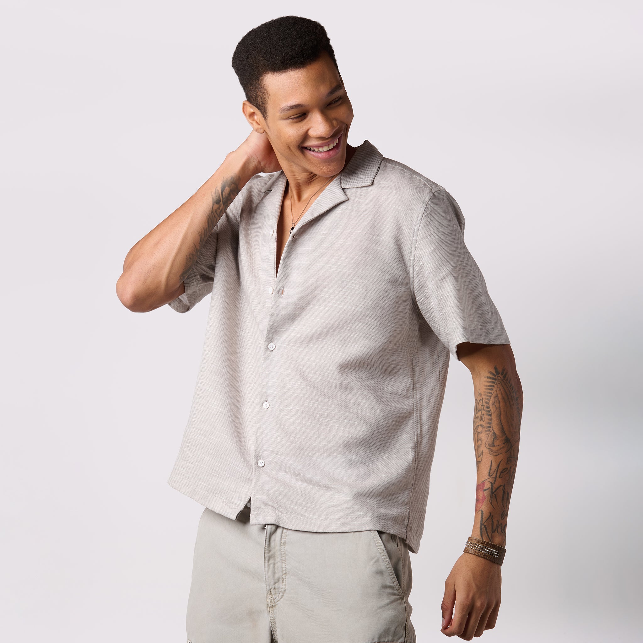 IZF Grey Textured Resort Shirt - view 2