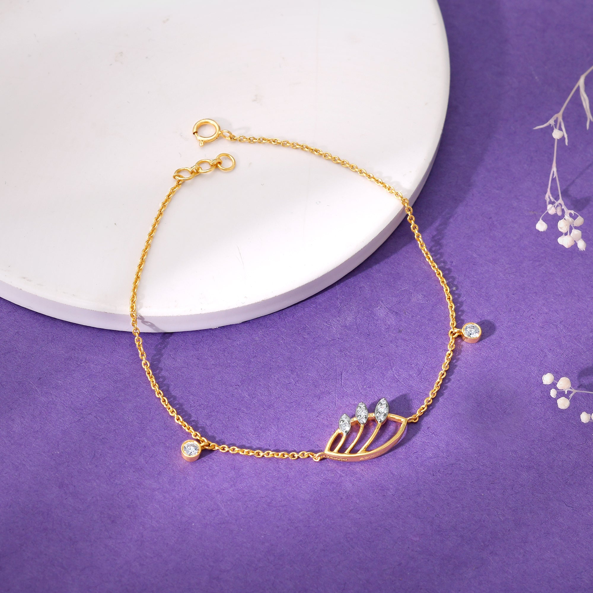GIVA Jewellery Gold Timora Diamond Bracelet - view 2