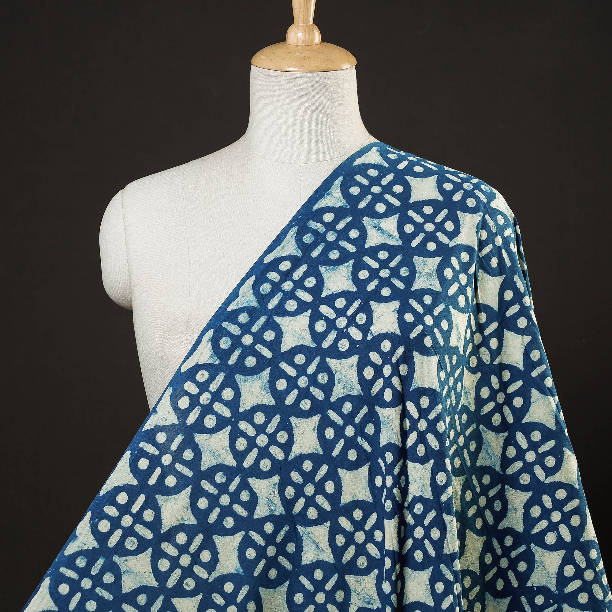 BINDAAS UNLIMITED Blue - Bindaas Block Printed Natural Dyed Cotton Fabric