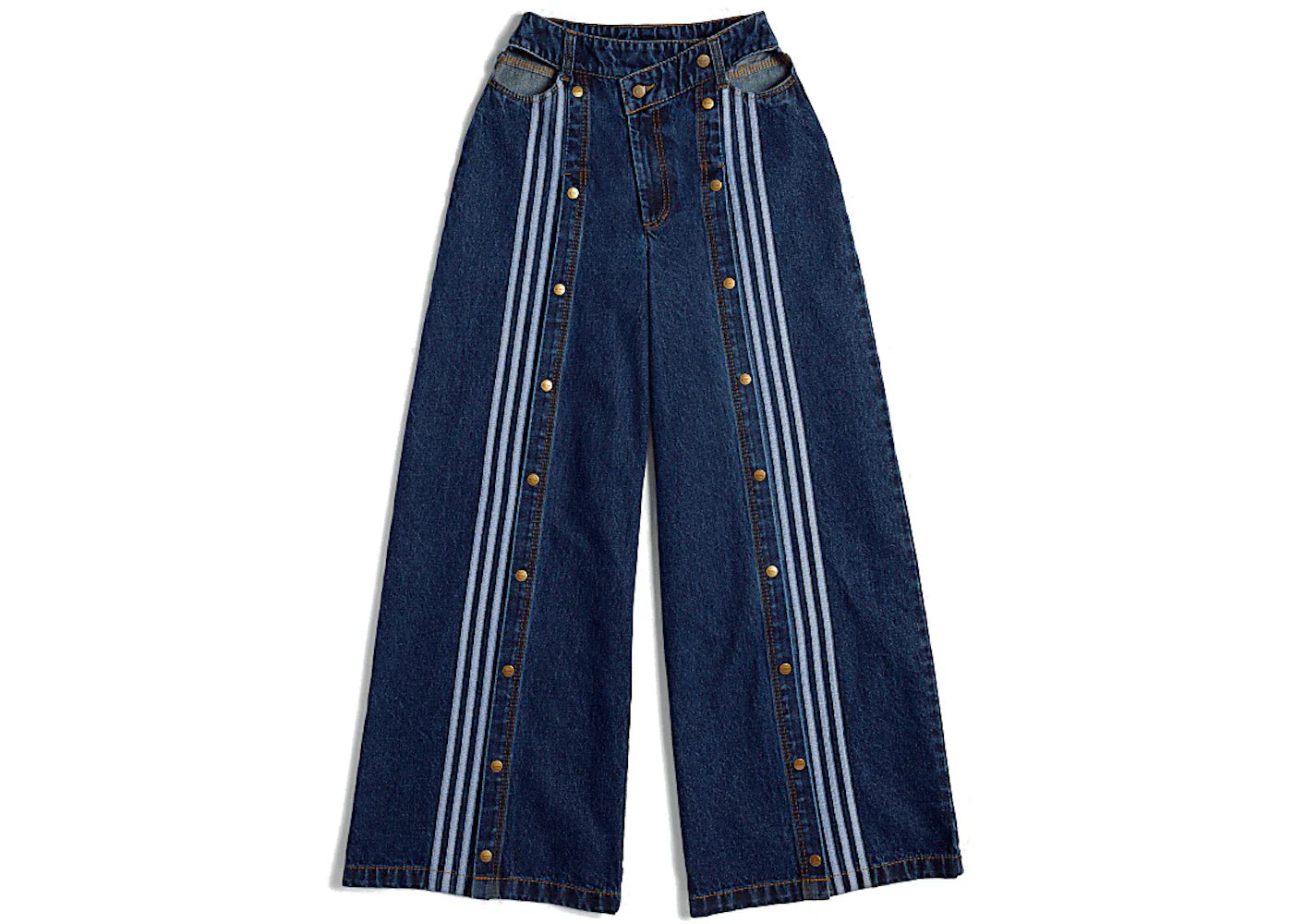 adidas Ivy Park Women's Denim Wide-Leg Snap Pants Dark Denim