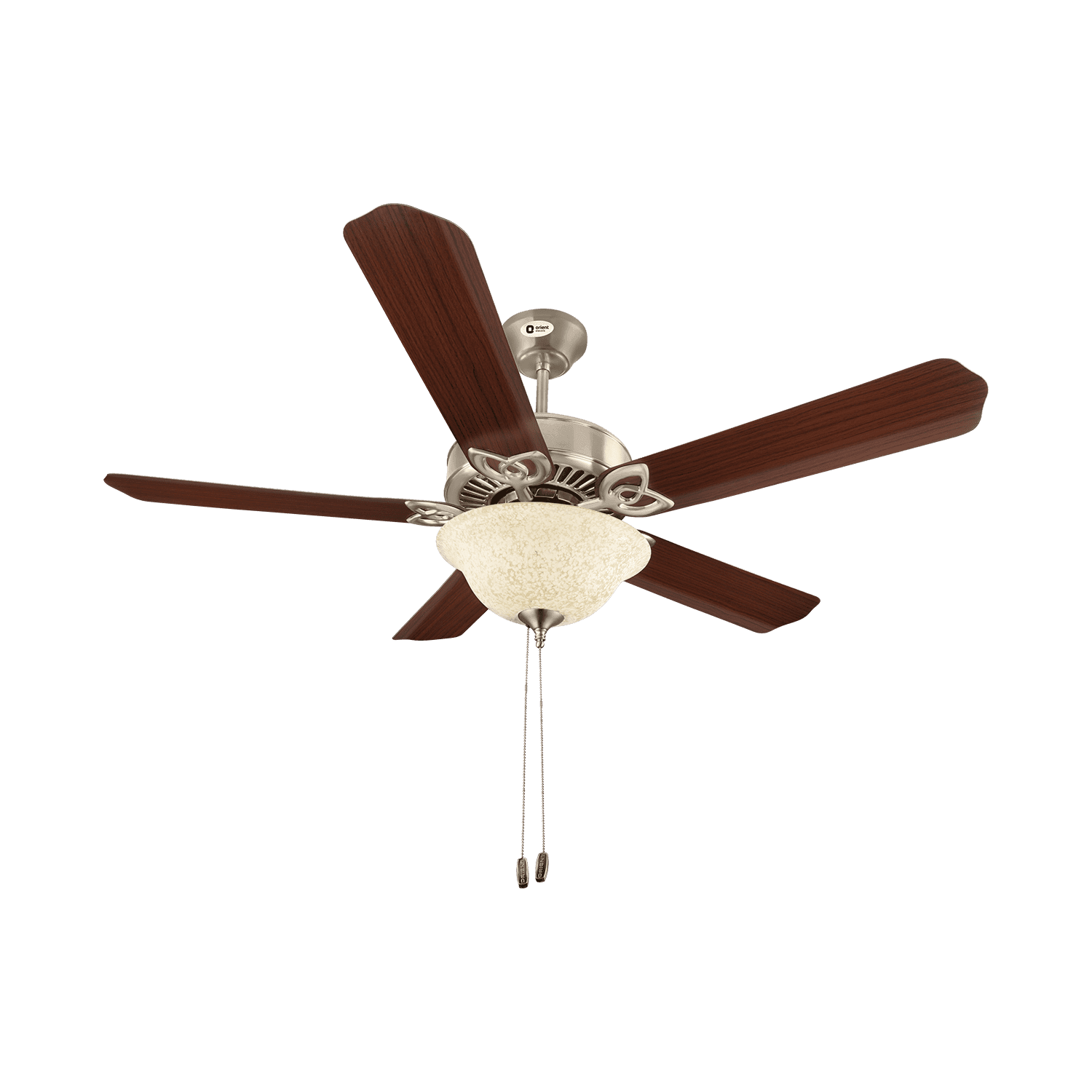 orientelectric Subaris Solo Glass Shade & Wooden Finish Aluminium Blade Underlight Ceiling Fan - view 2