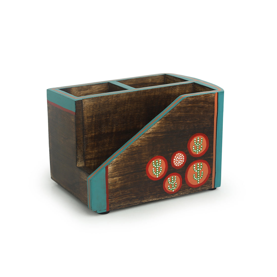 EXCLUSIVELANE 'Desert Staircase' Handpainted Cutlery Holder In Mango Wood (3 Partitions) - view 2