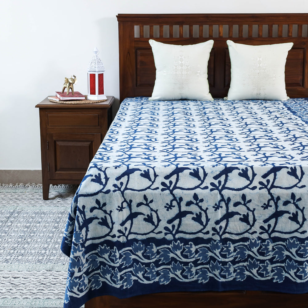 BINDAAS UNLIMITED Blue - Block Art Print Cotton Single Bindaas Bed Sheet (93 x 60 in)