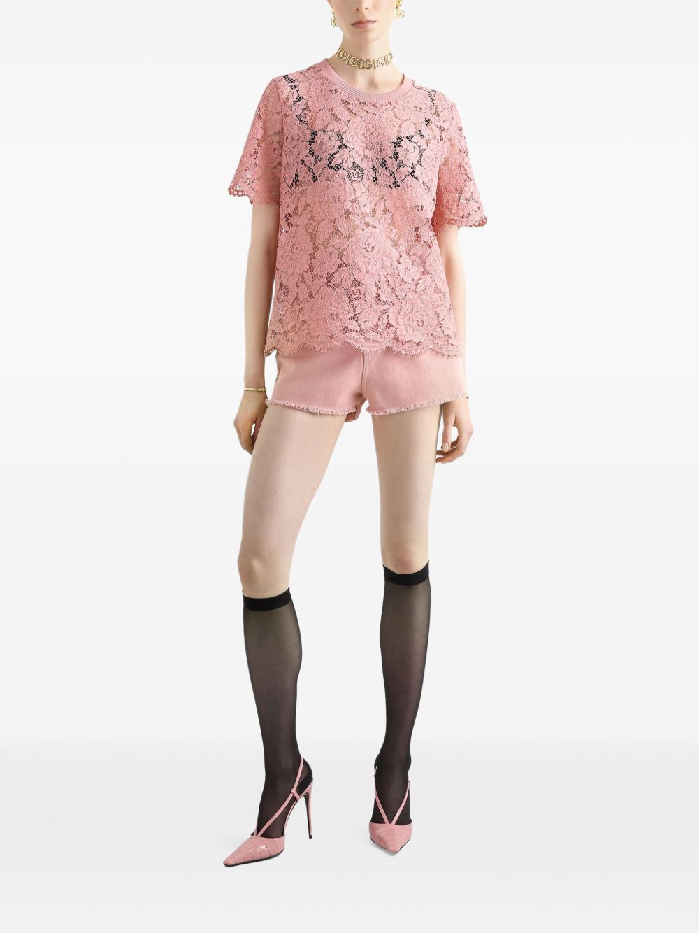 Dolce & Gabbana corded lace short sleeved T-shirt - view 5