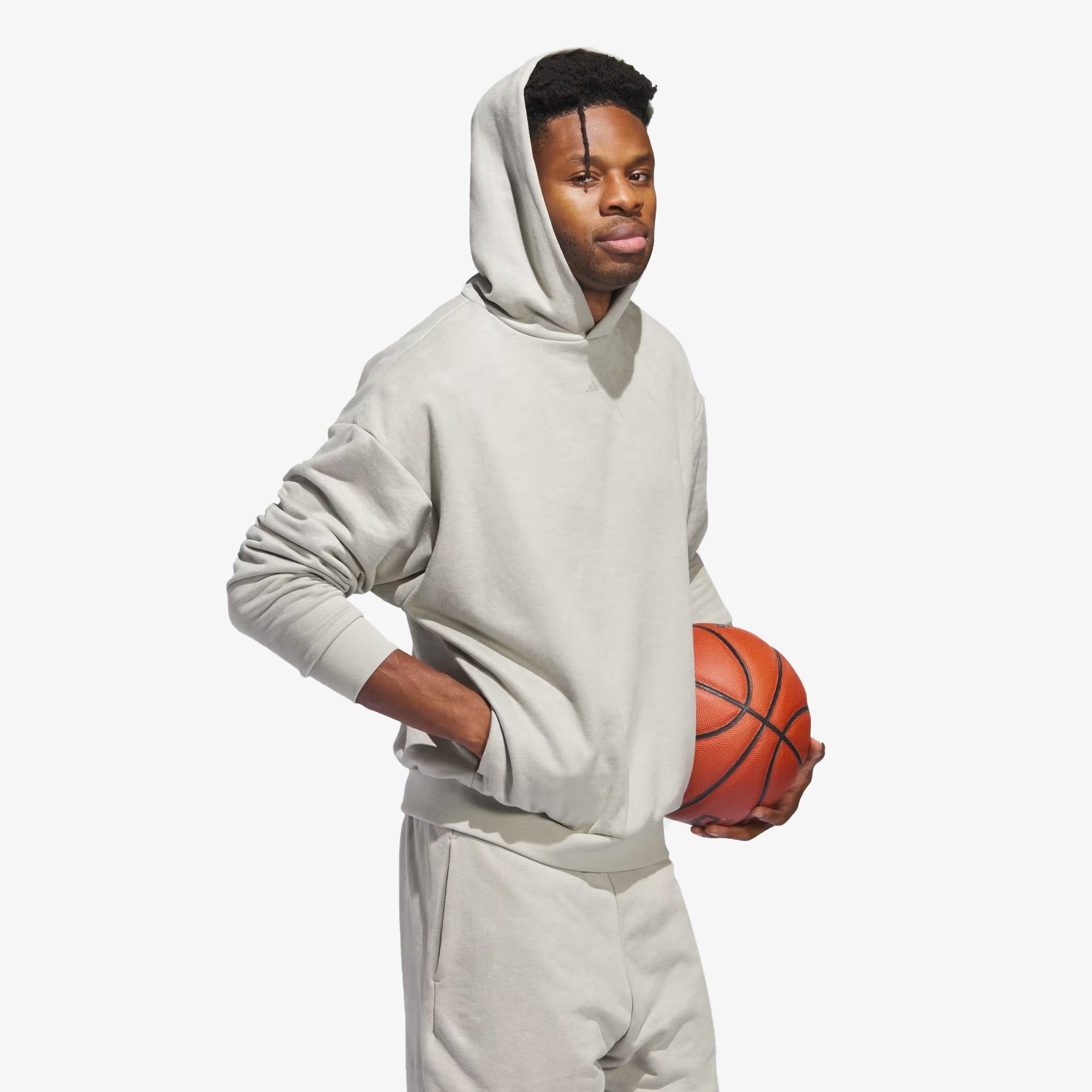 Adidas Originals | BASKETBALL SUEDED HOODIE { SESAME - view 2