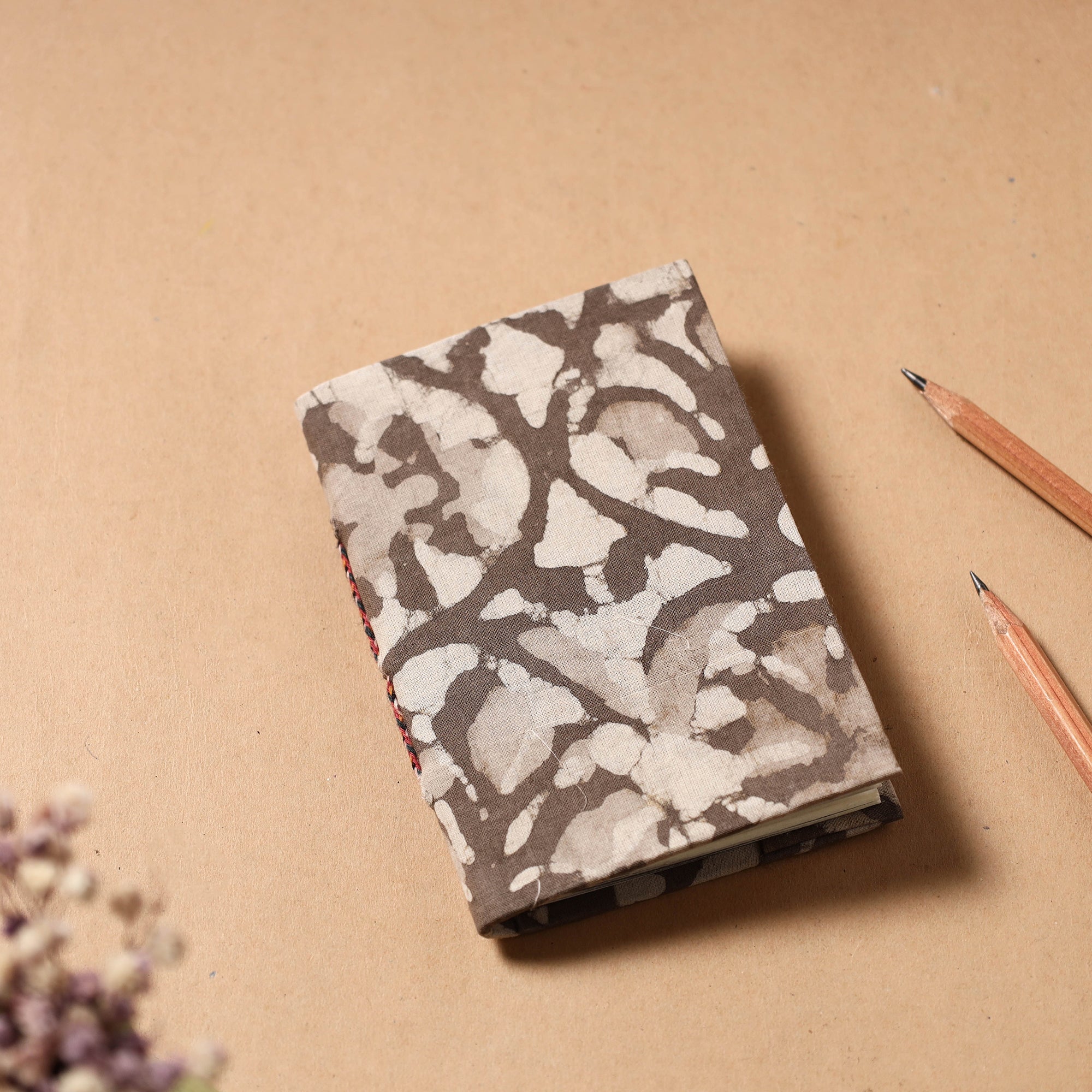 BINDAAS UNLIMITED Brown - Bagru Fabric Cover Handmade Paper Notebook (5 x 3.5 in)
