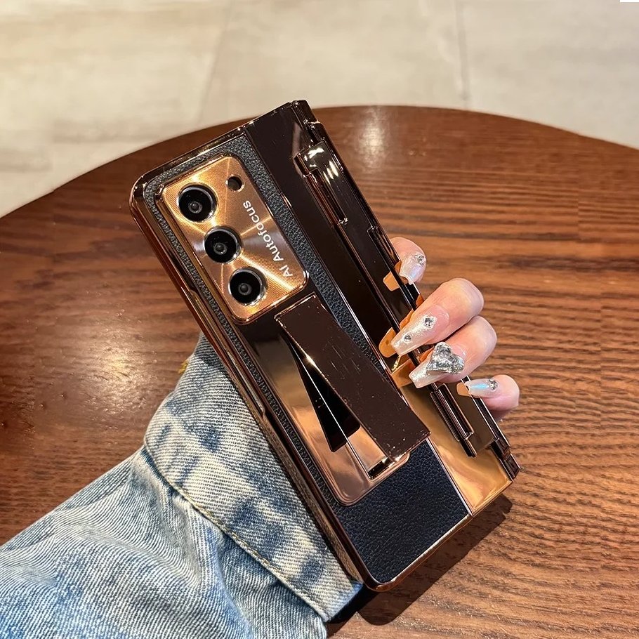 Million Cases Galaxy Z Fold Series Elegant Plating Leather Stand Case