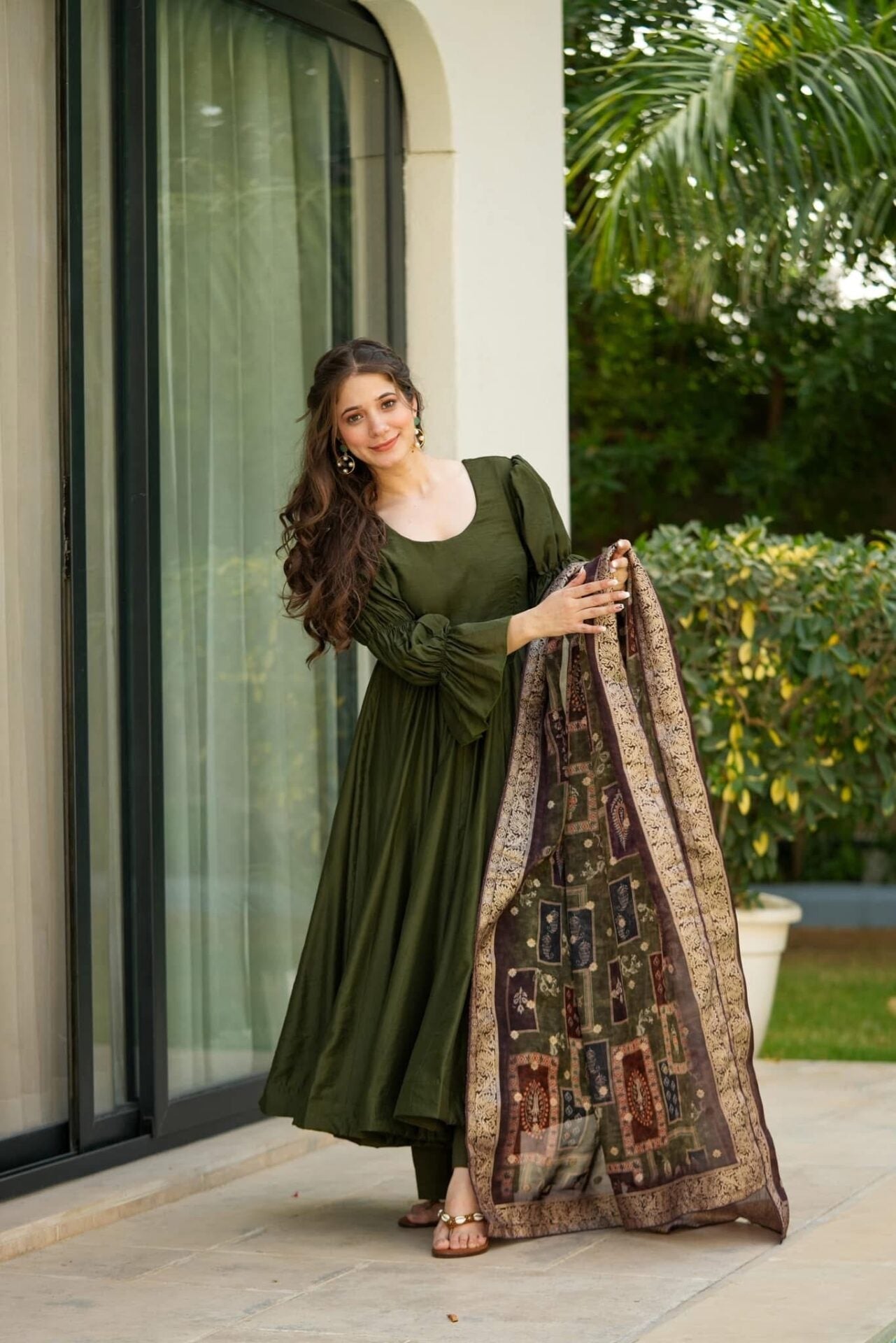 Idaho-o Teal green new silk suit set