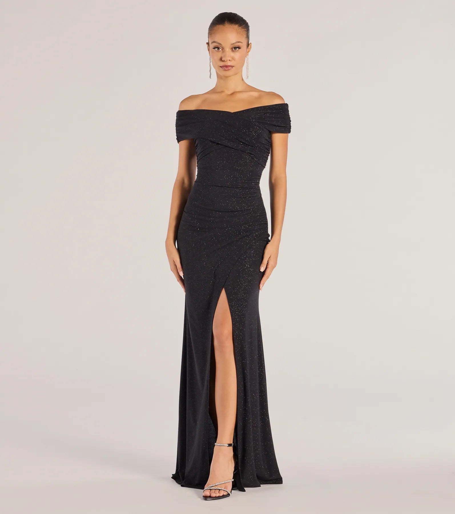 Windsor Giada Glitter Knit Off-the-Shoulder Mermaid Dress
