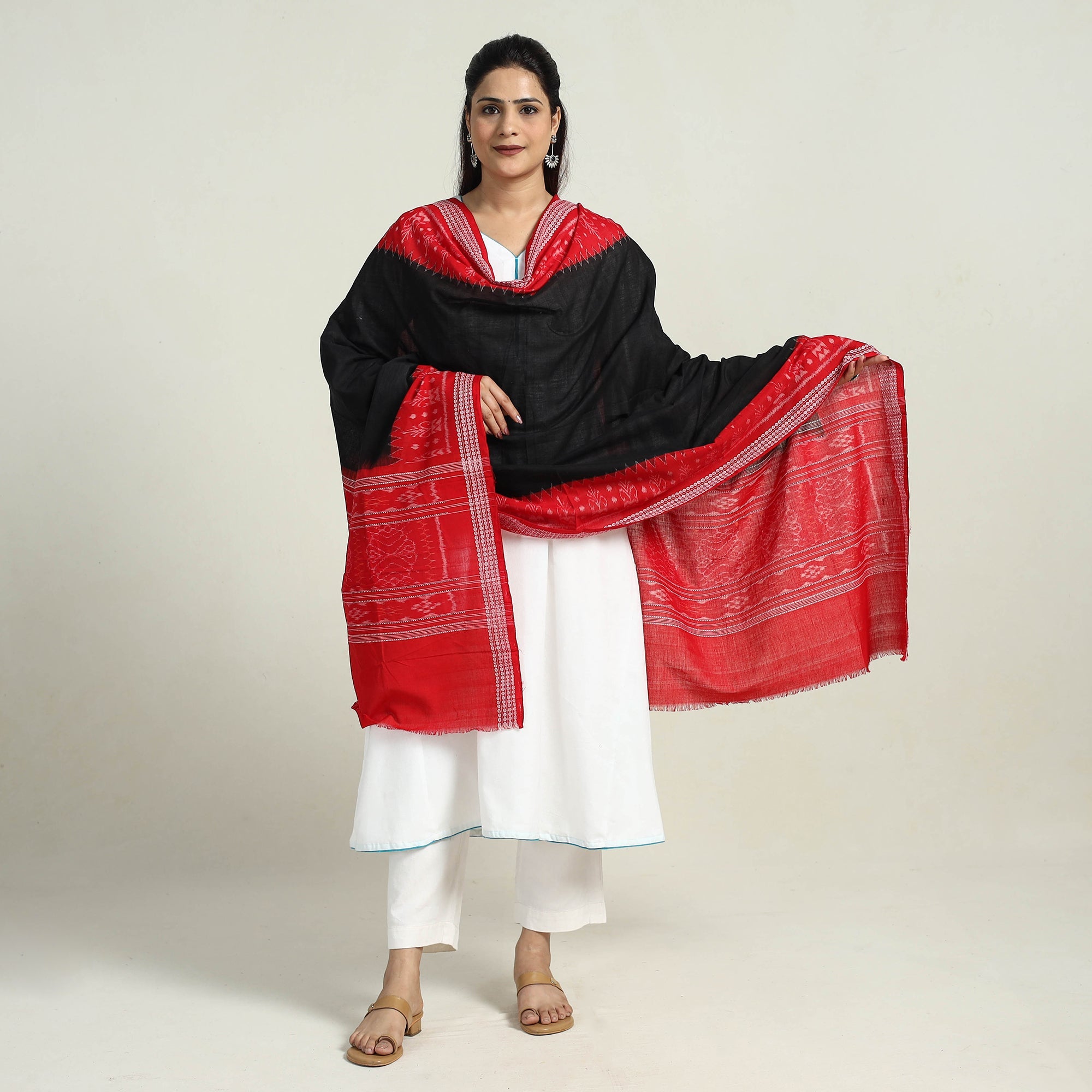 ASHOKA ASSEMBLE - CELEBRATING CRAFTS OF ODISHA Black - Sambalpuri Ikat Weave Handloom Cotton Dupatta 42 - view 2